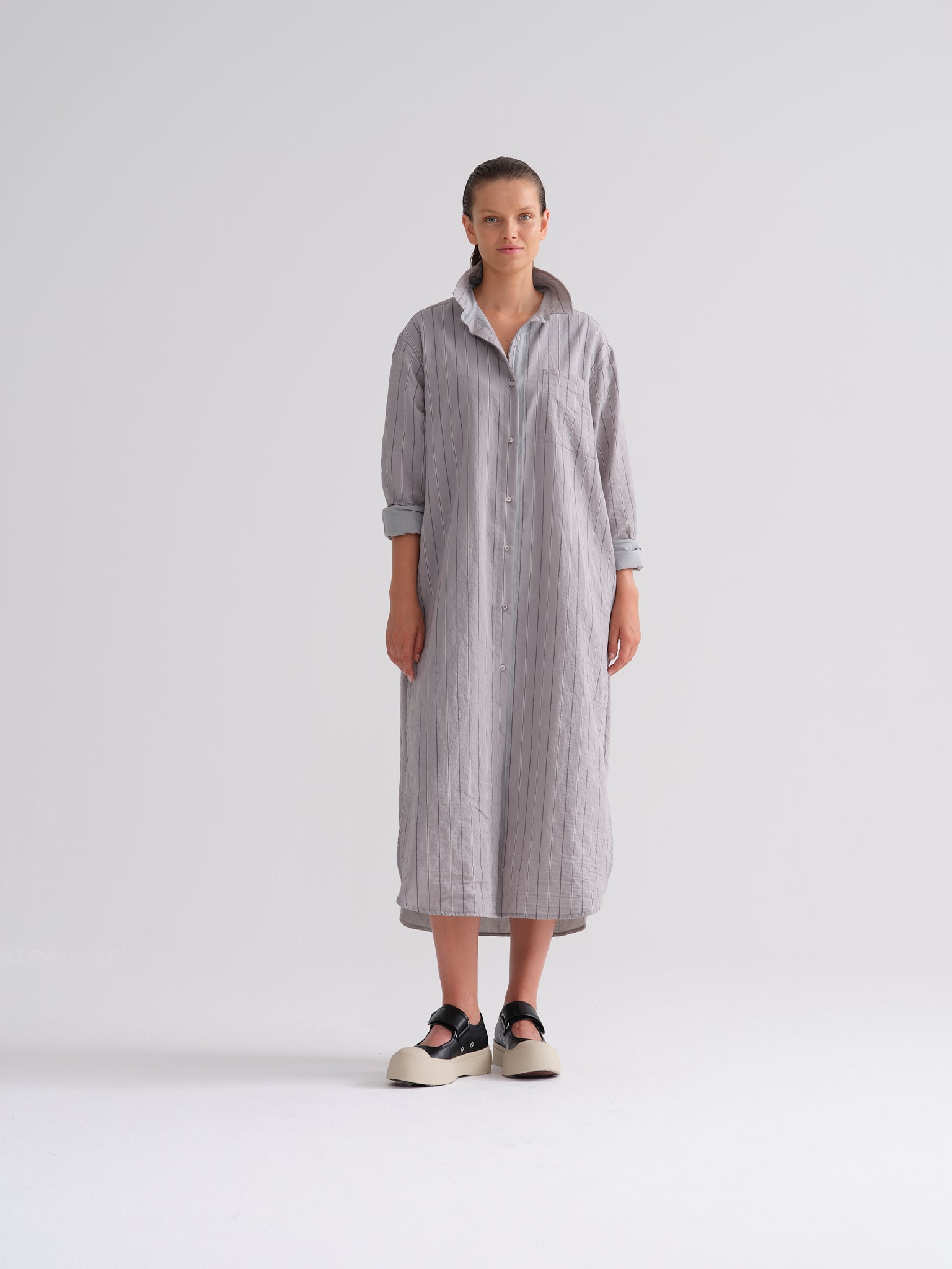 Striped Cotton Shirt Dress
