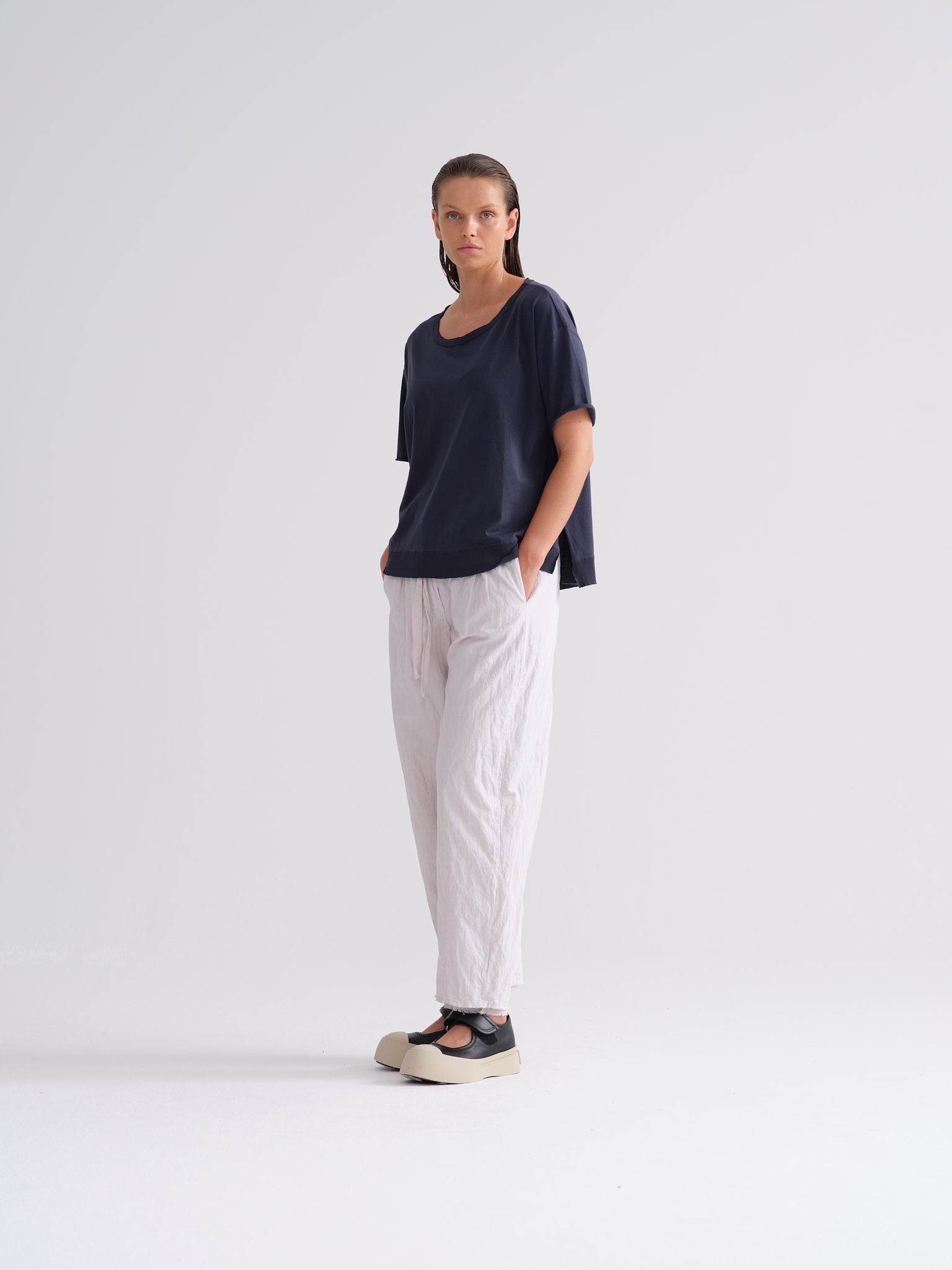 Crinkled Cotton Pants