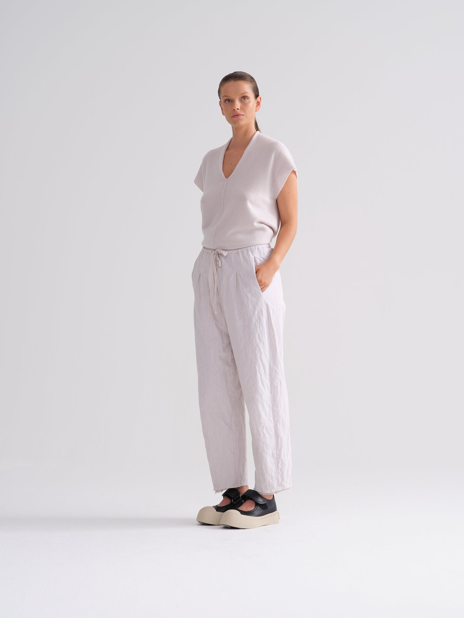 Crinkled Cotton Pants