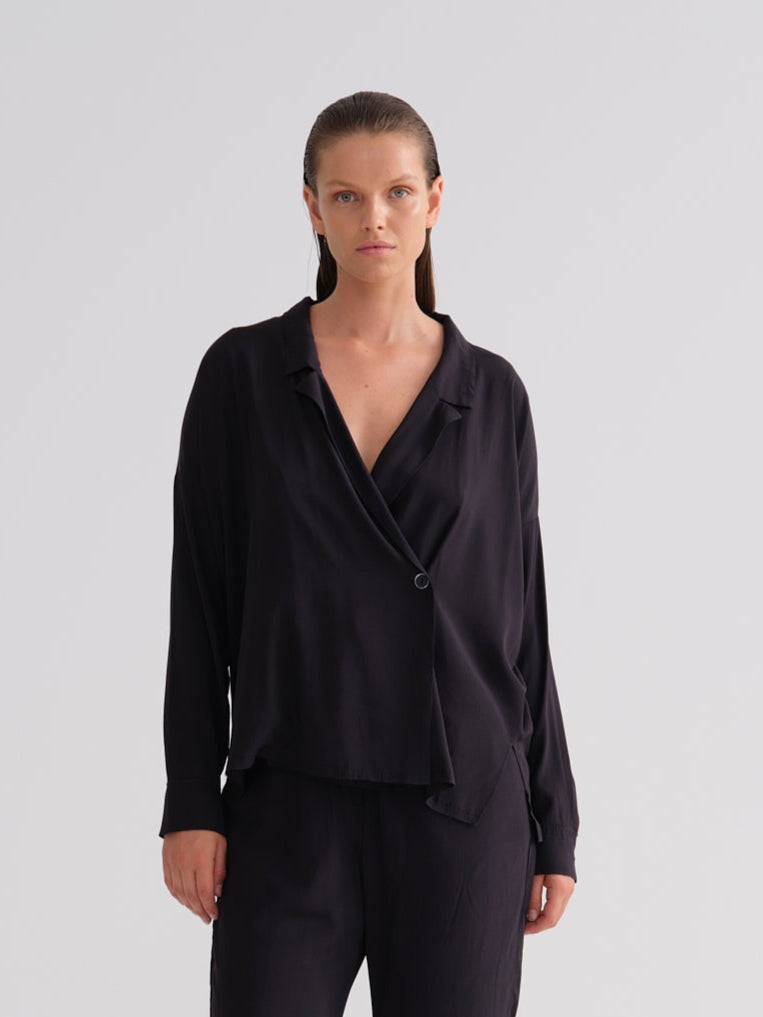 Silk Satin Blazer Shirt