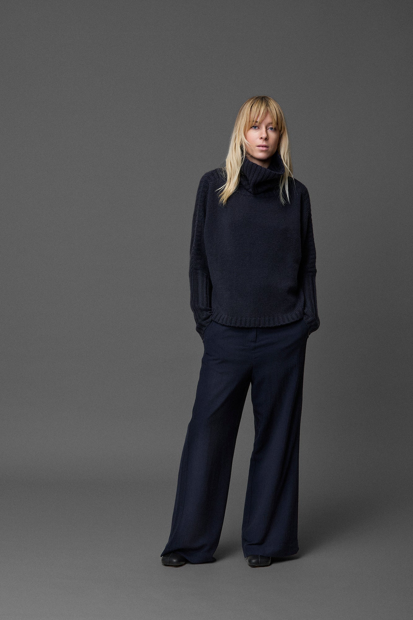 Light Herringbone Wide Pants