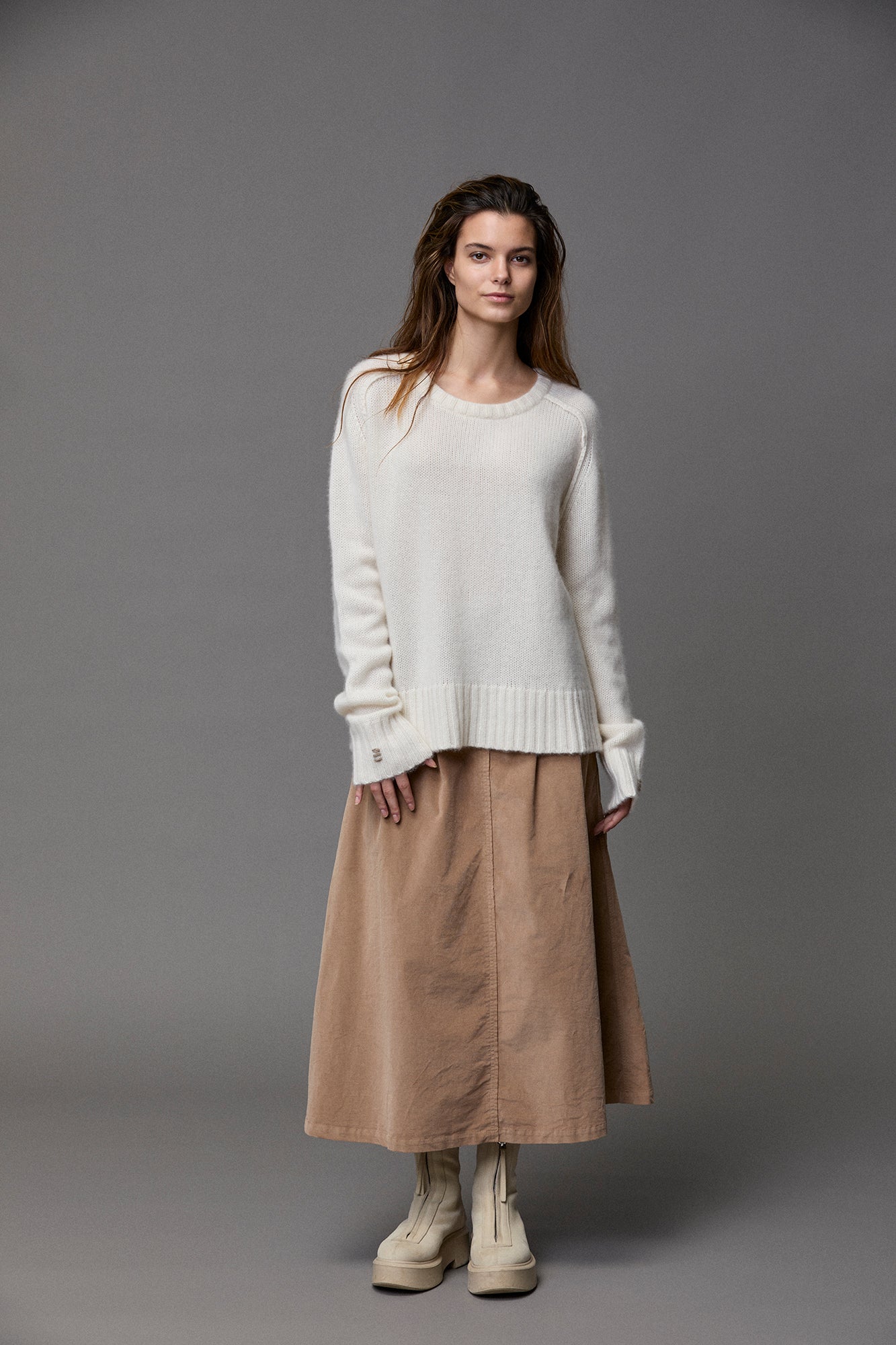 Two Toned Cashmere Crew Neck