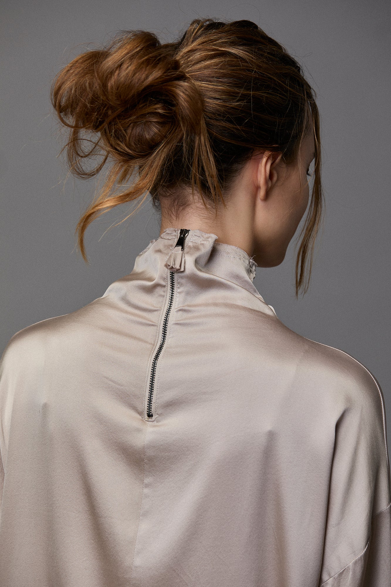 Silk Satin Turtle Neck Blouse