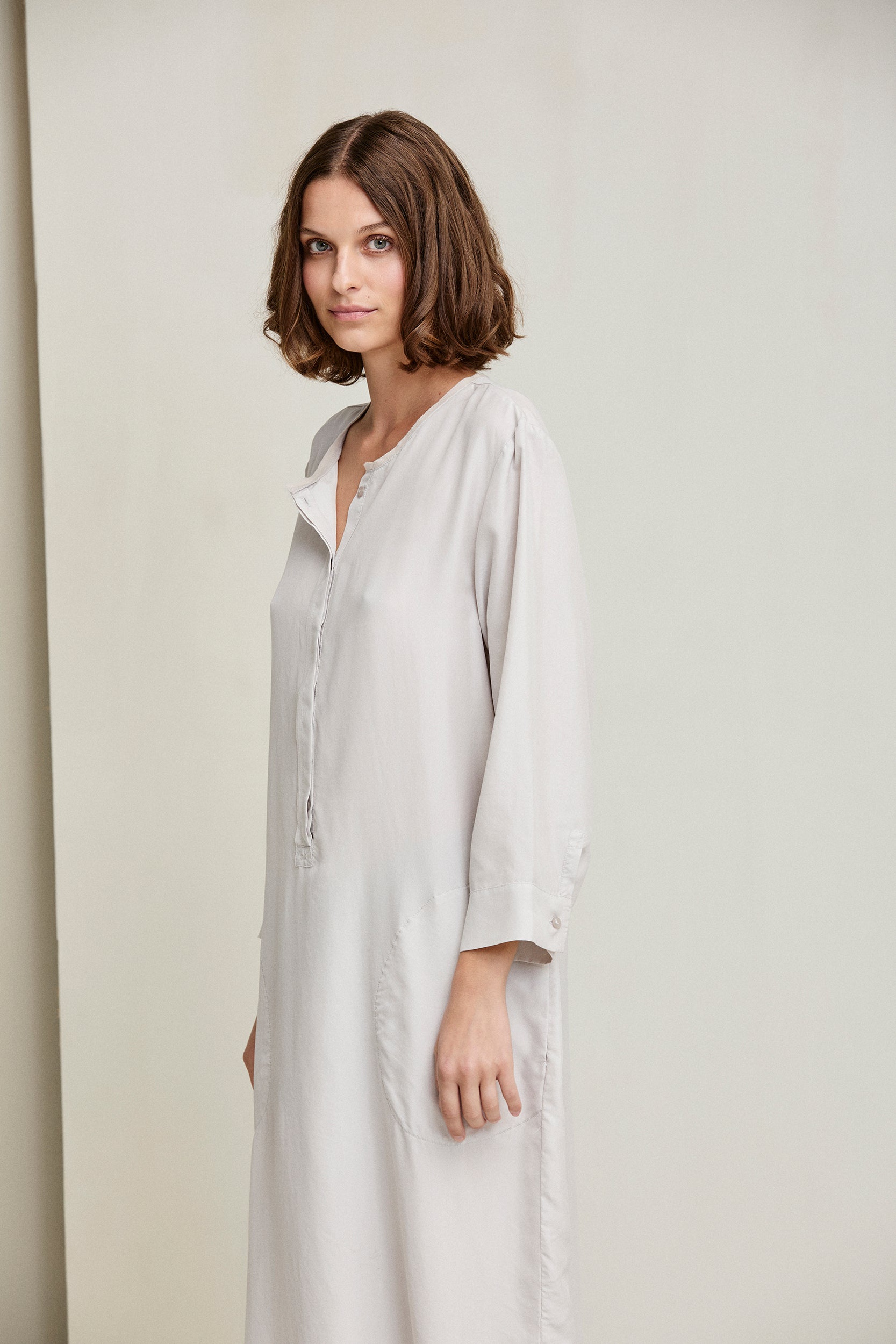 Silk Habotai Shirt Dress
