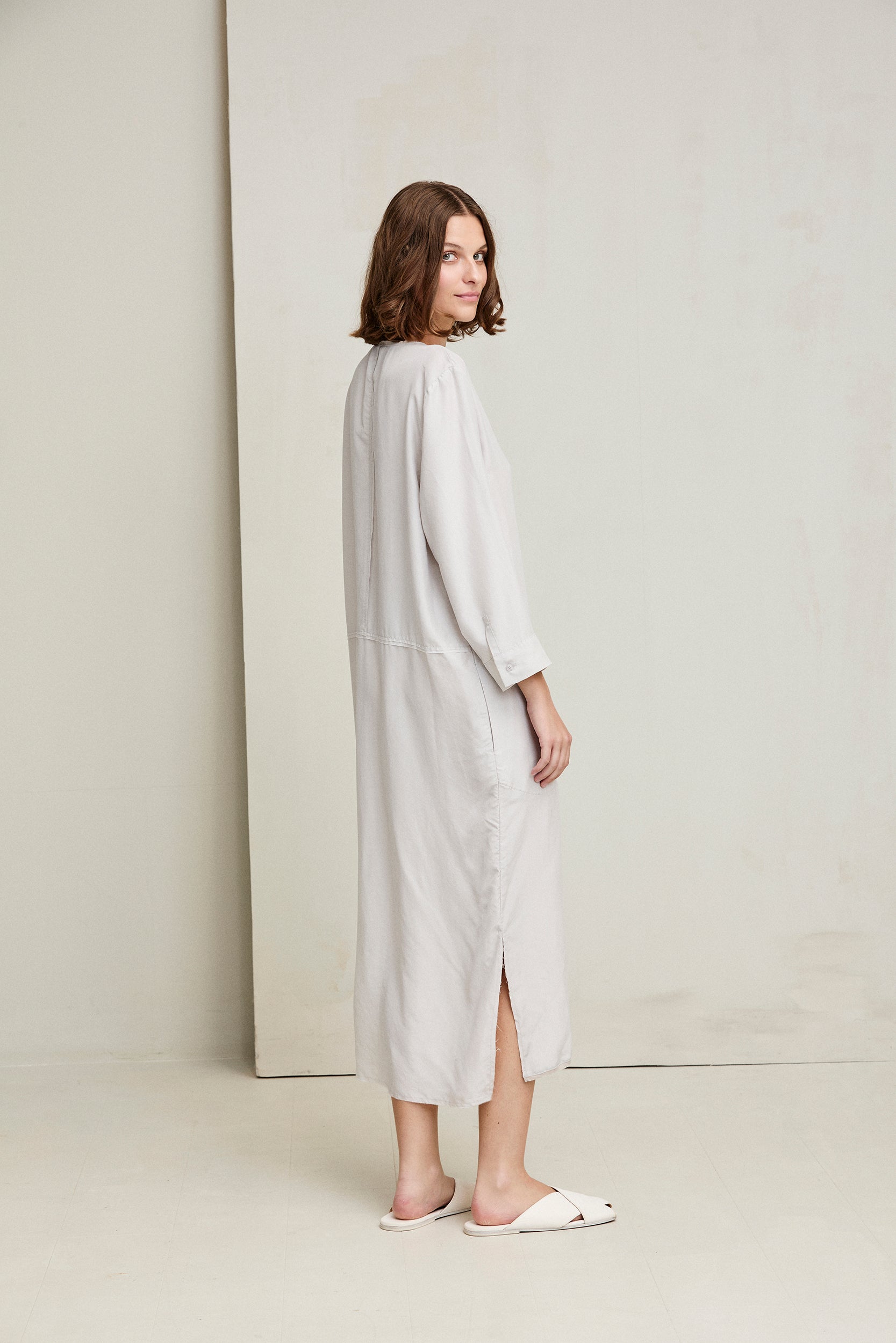 Silk Habotai Shirt Dress