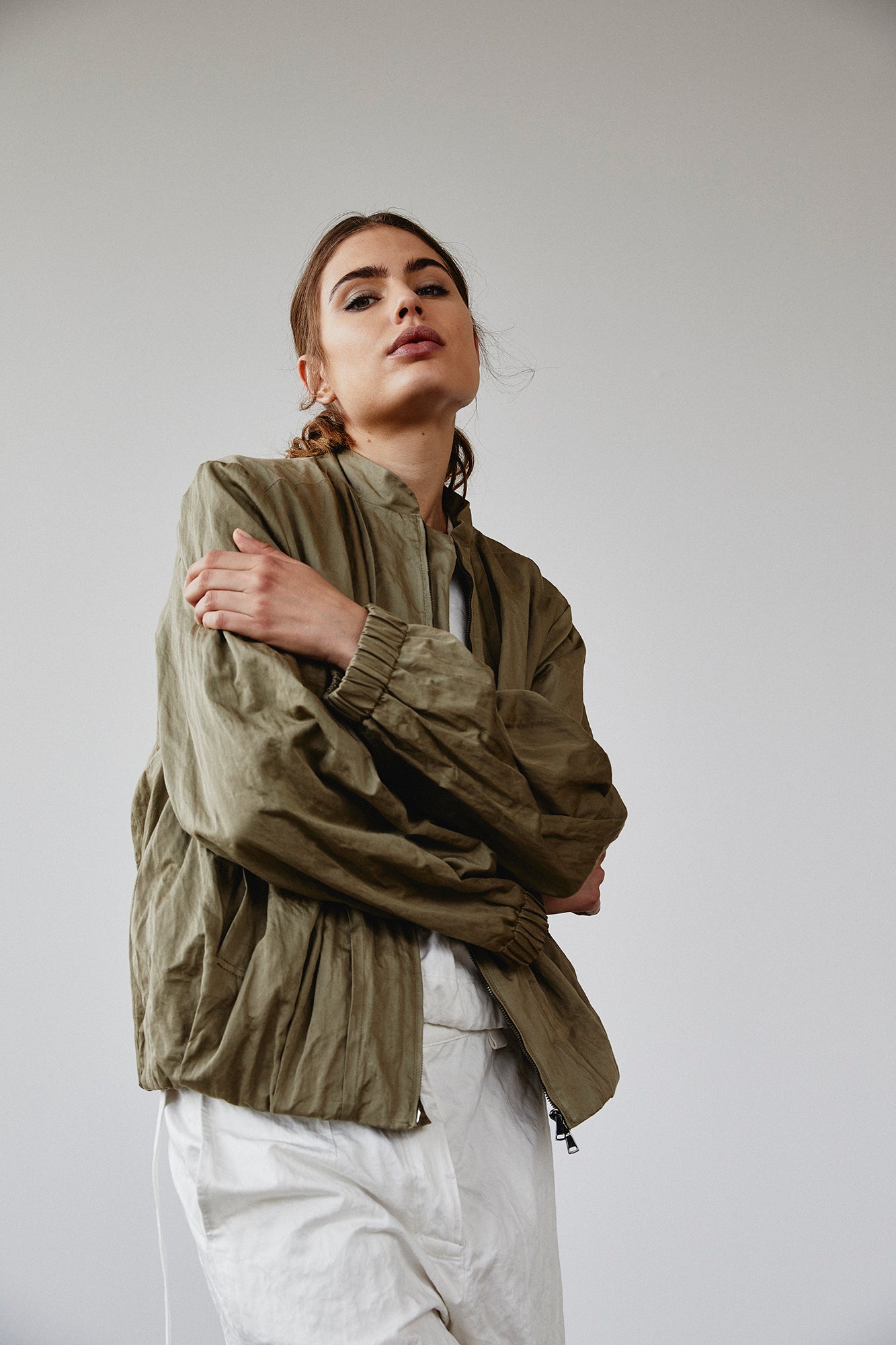 Crinkled Bomber Jacket