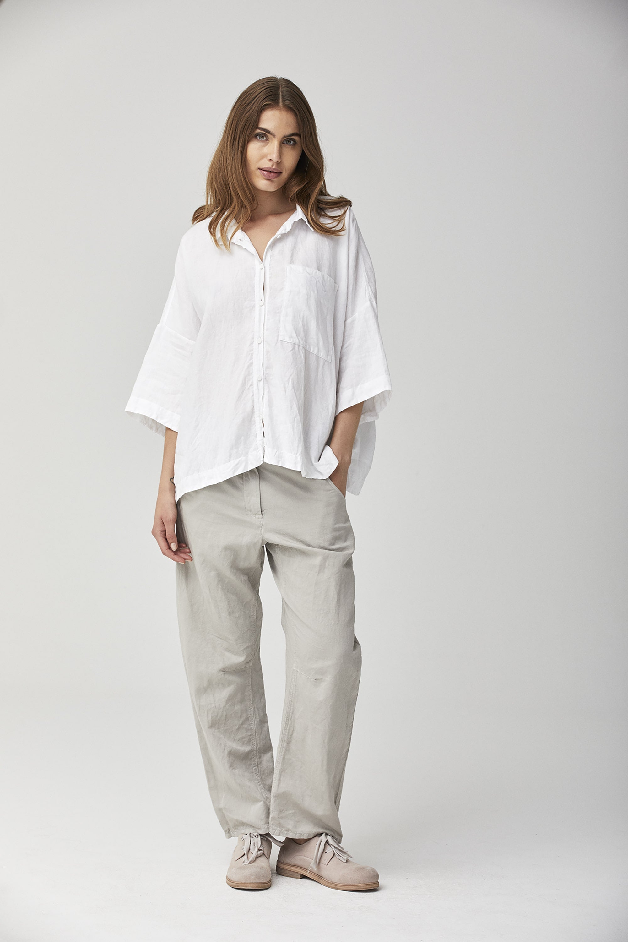 Cotton Linen Curved Pants