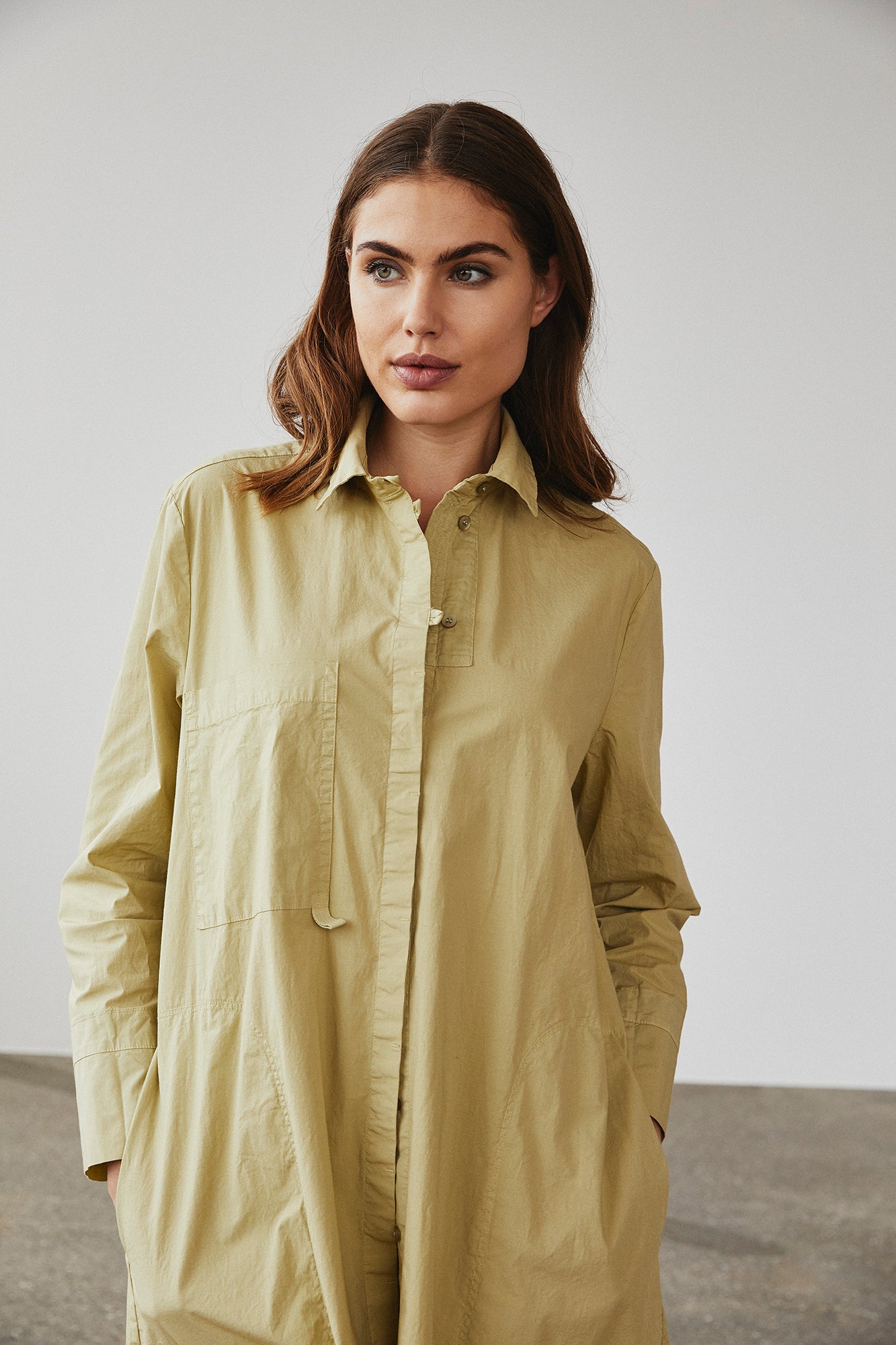 Cotton Stretch Shirt Dress