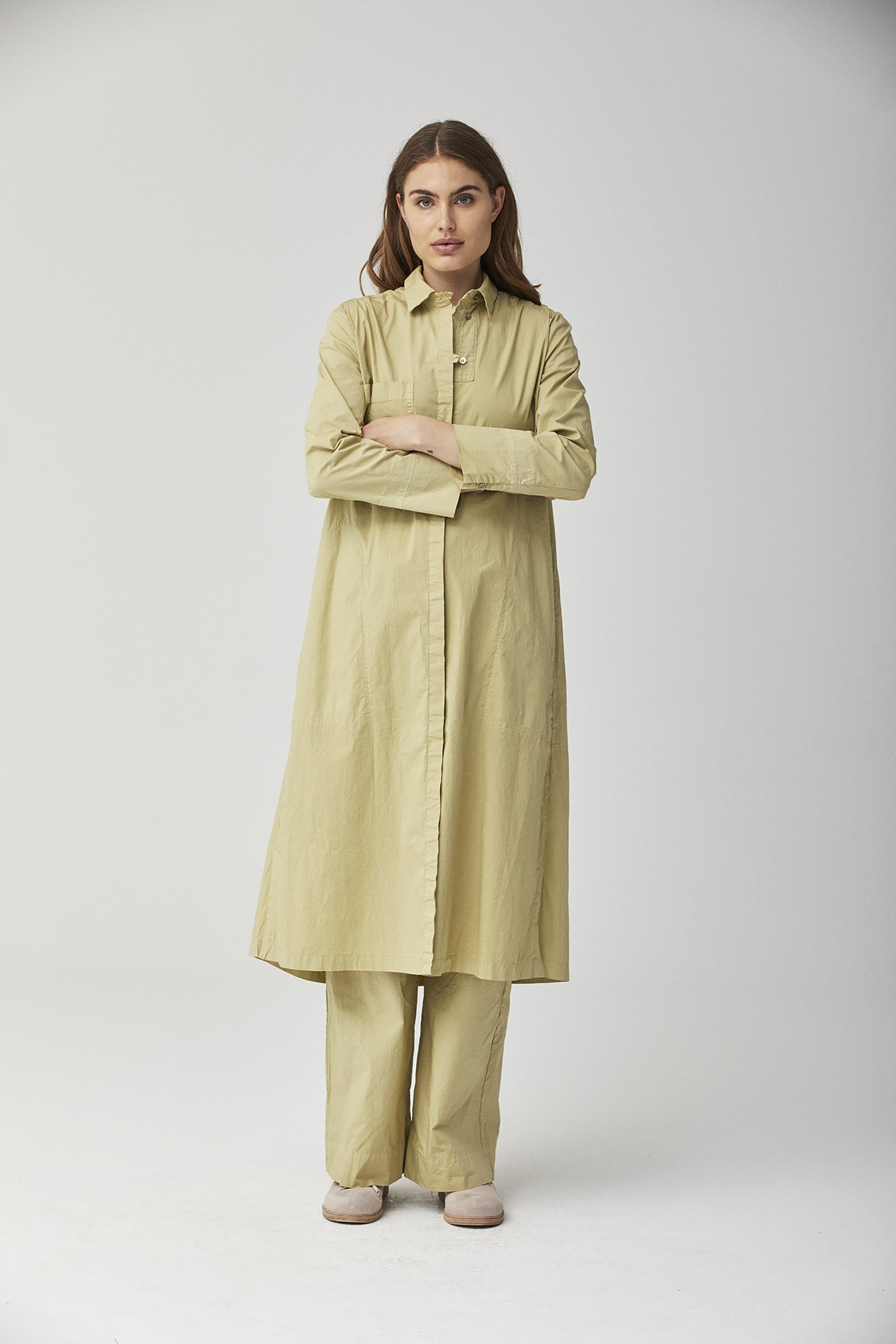 Cotton Stretch Shirt Dress