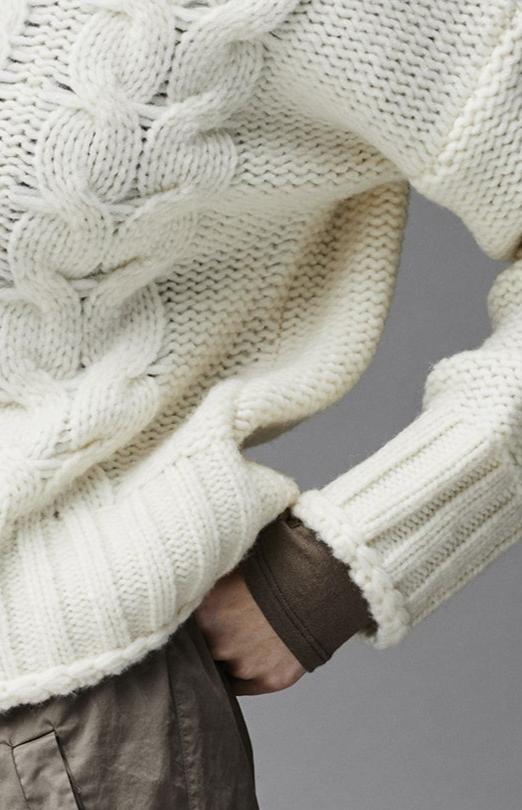 Wool Crew Neck Cable