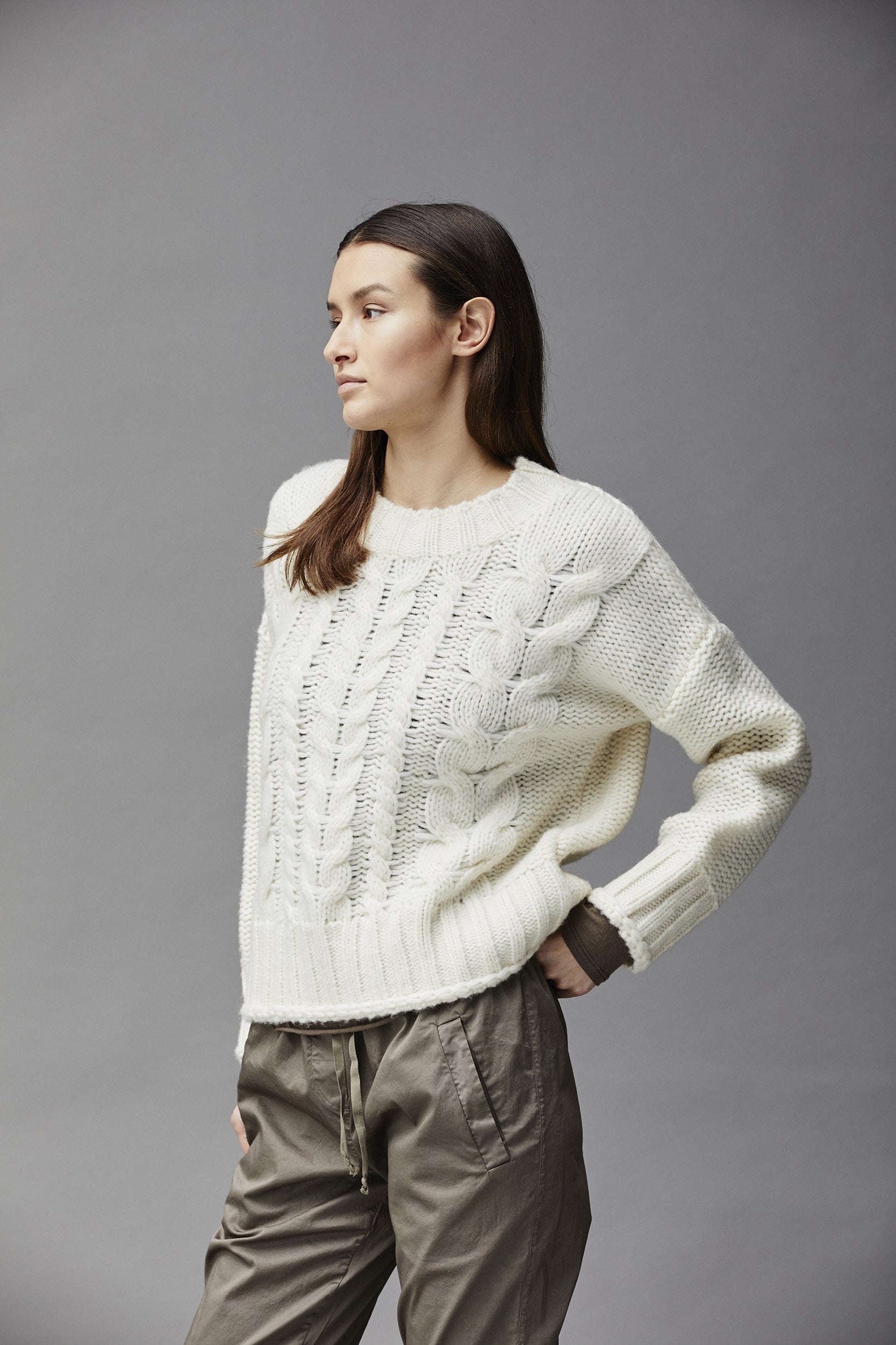 Wool Crew Neck Cable