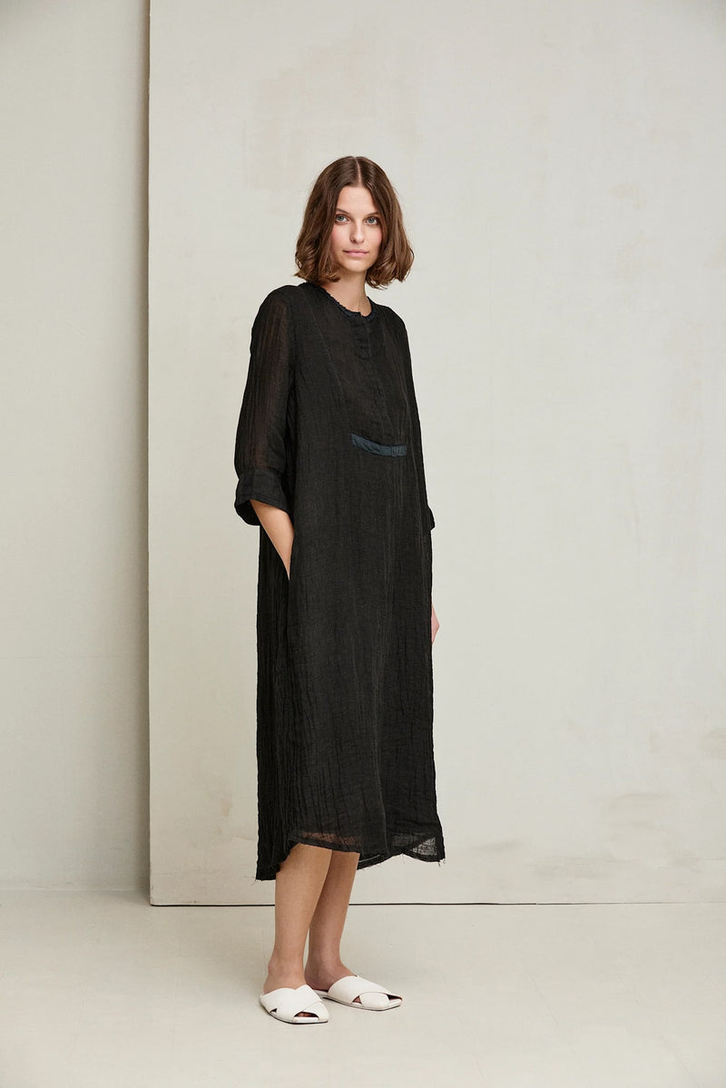 Linen Gauze Tuxedo Maxi Dress