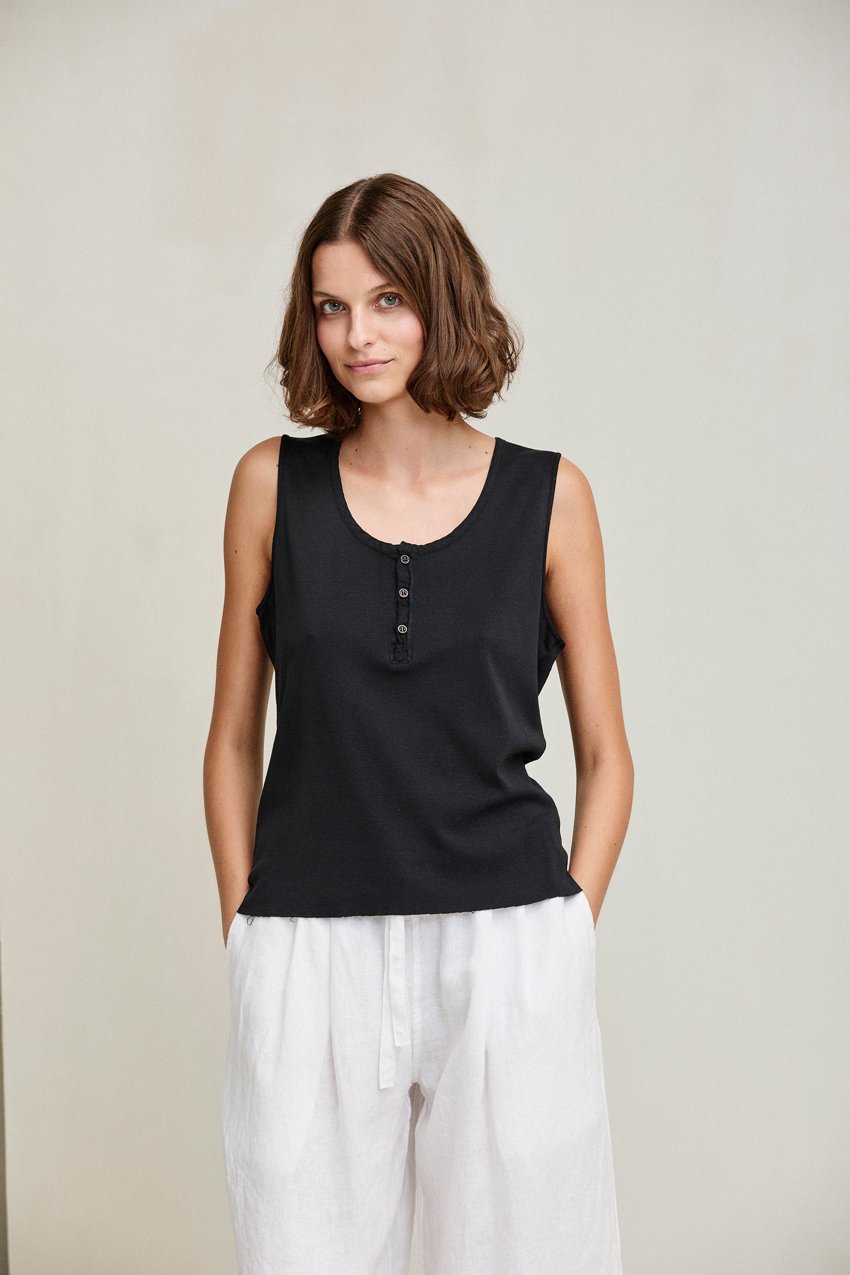Engineered Rib Placket Cotton Rib Placket Top | Kristensen Du Nord