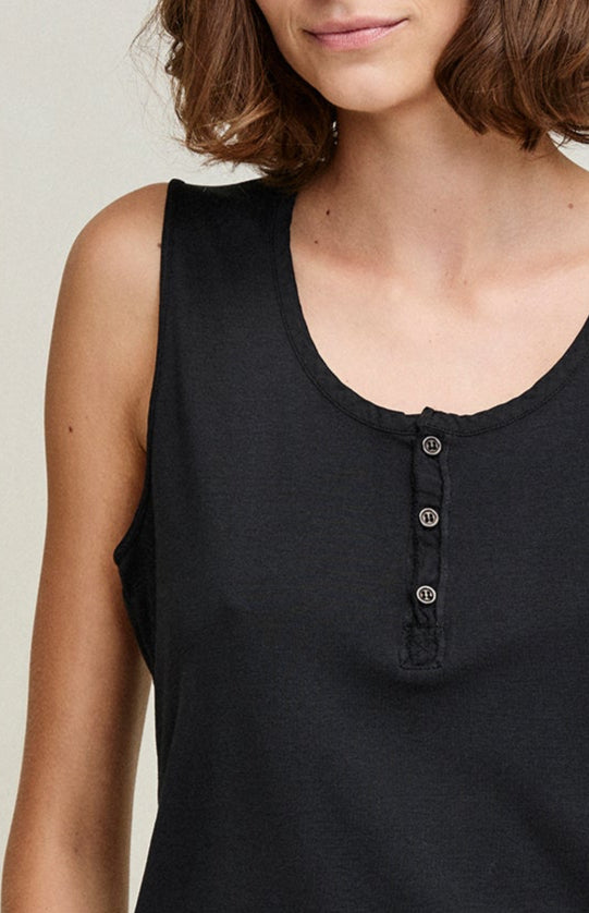 Cotton Rib Placket Top