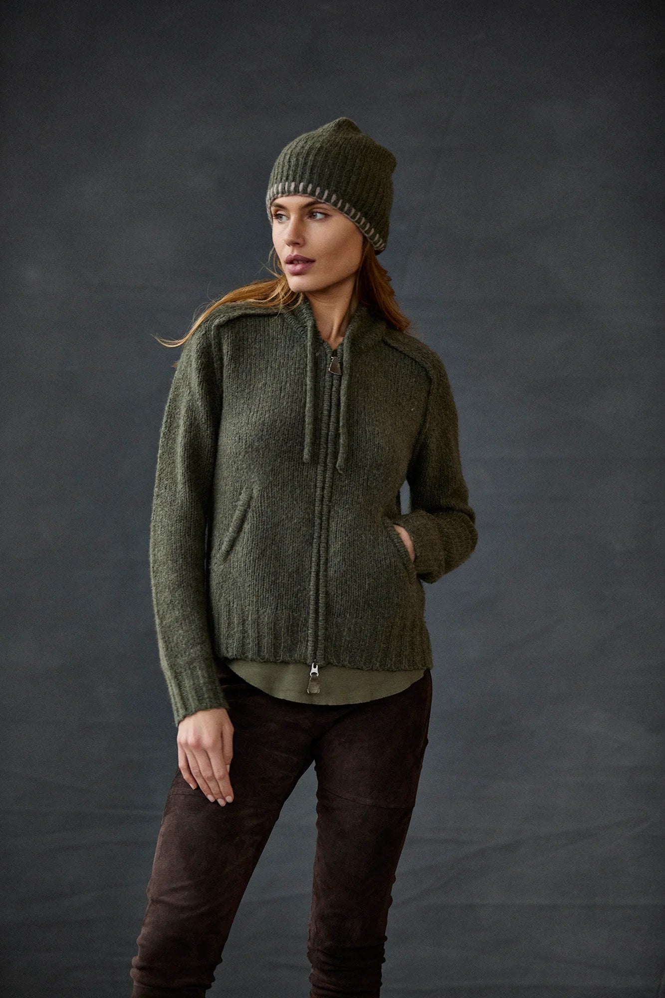 Cashmere Blend Zip Cardigan