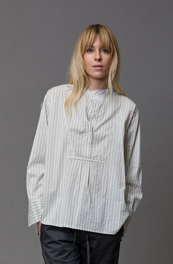 Striped Silk Cotton Tux Shirt