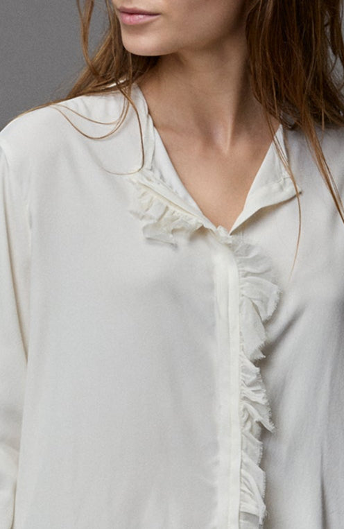 Silk Satin Frill Shirt