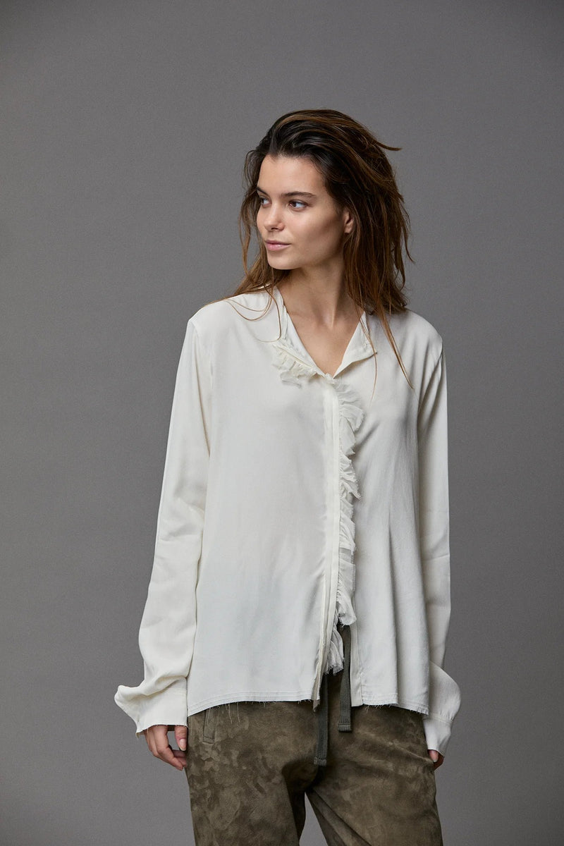Silk Satin Frill Shirt