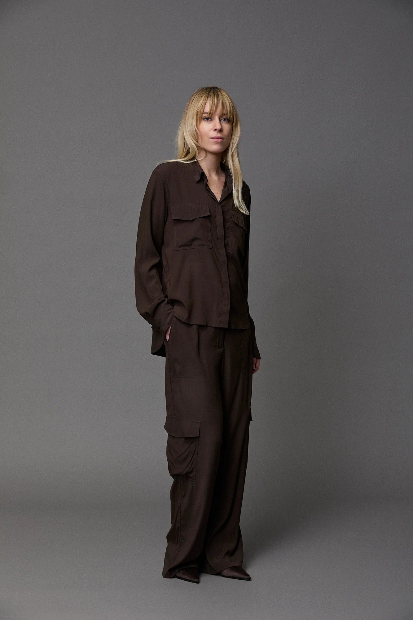 Silk Satin Cargo Shirt