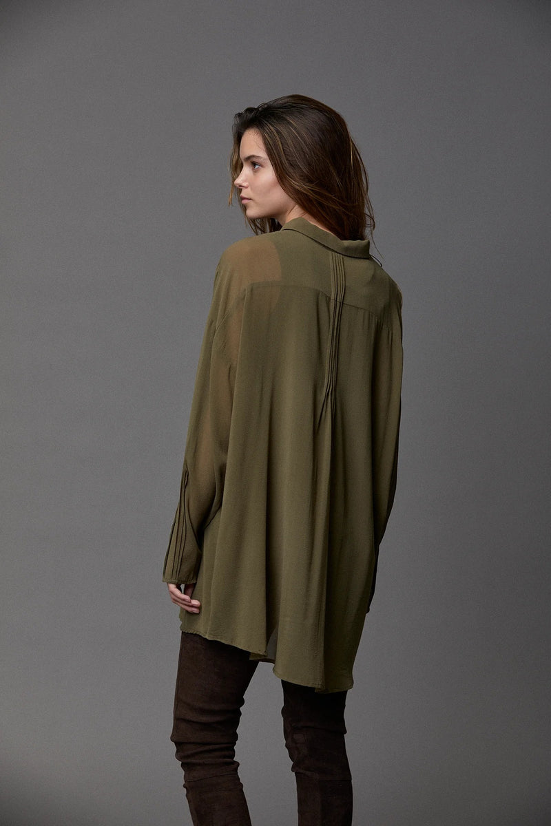 Silk Georgette PinTruck Oversize Shirt
