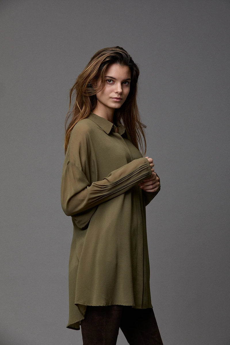 Silk Georgette PinTruck Oversize Shirt