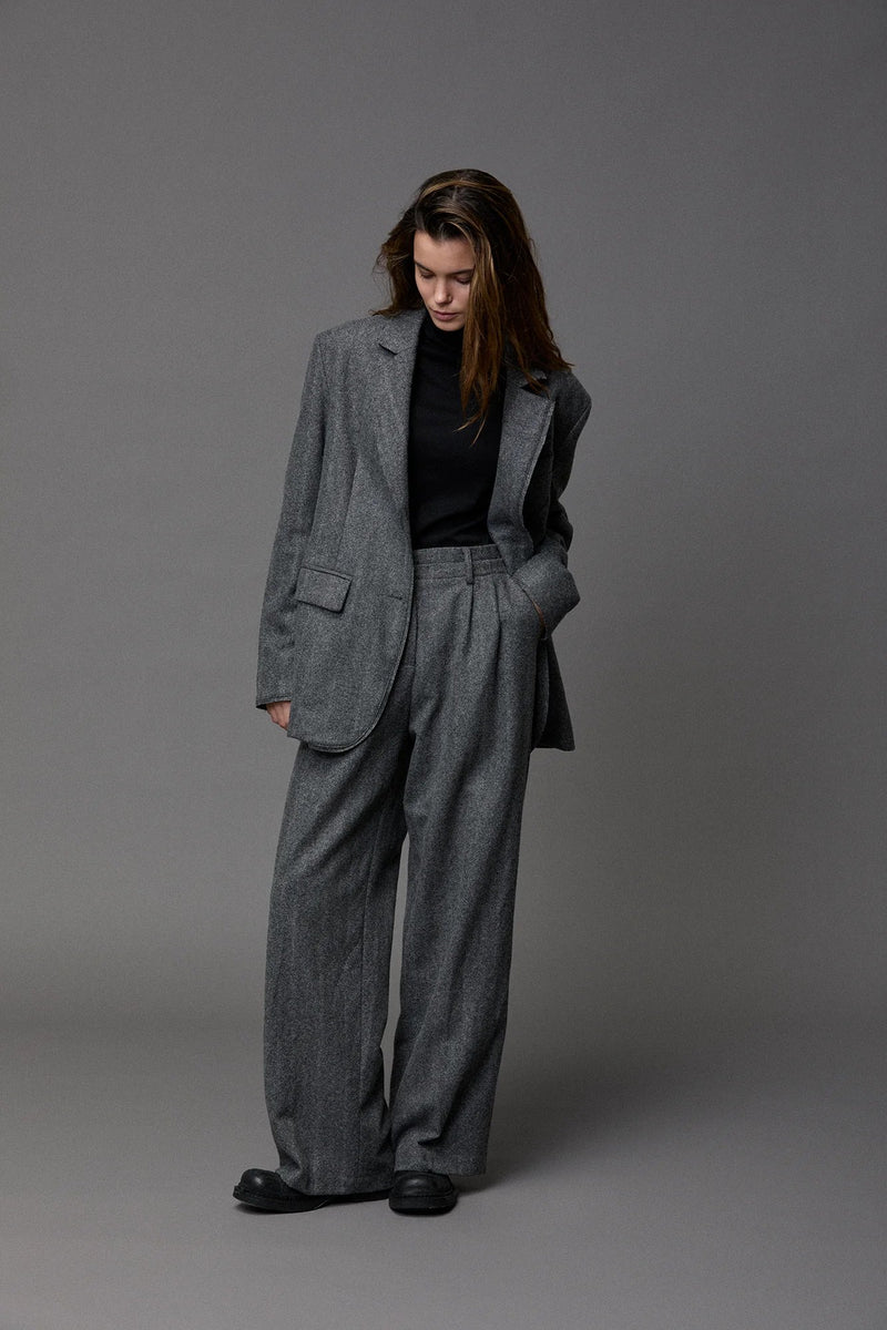 Wooly Herringbone Pants