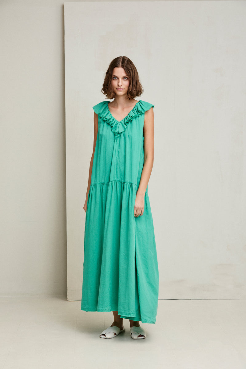 Cotton Voile Ruffled Dress