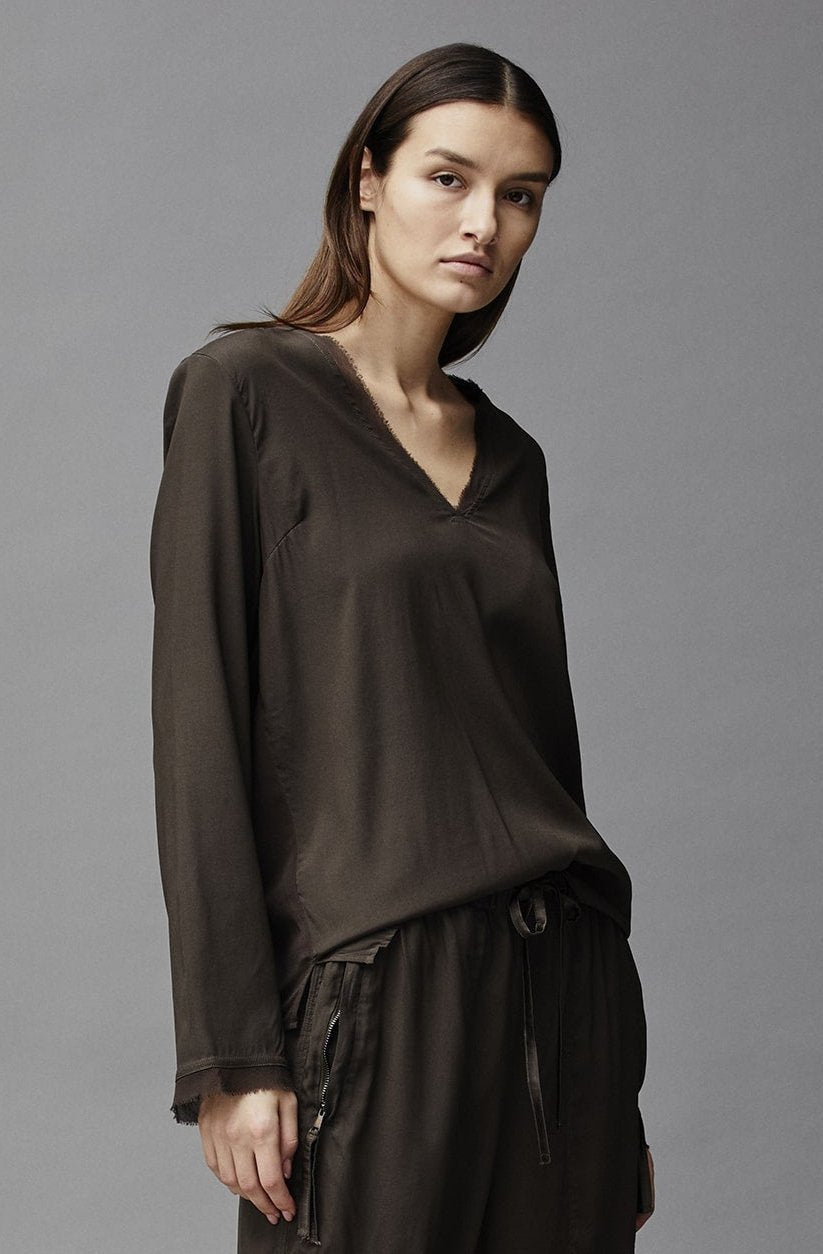 Silk V-neck blouse