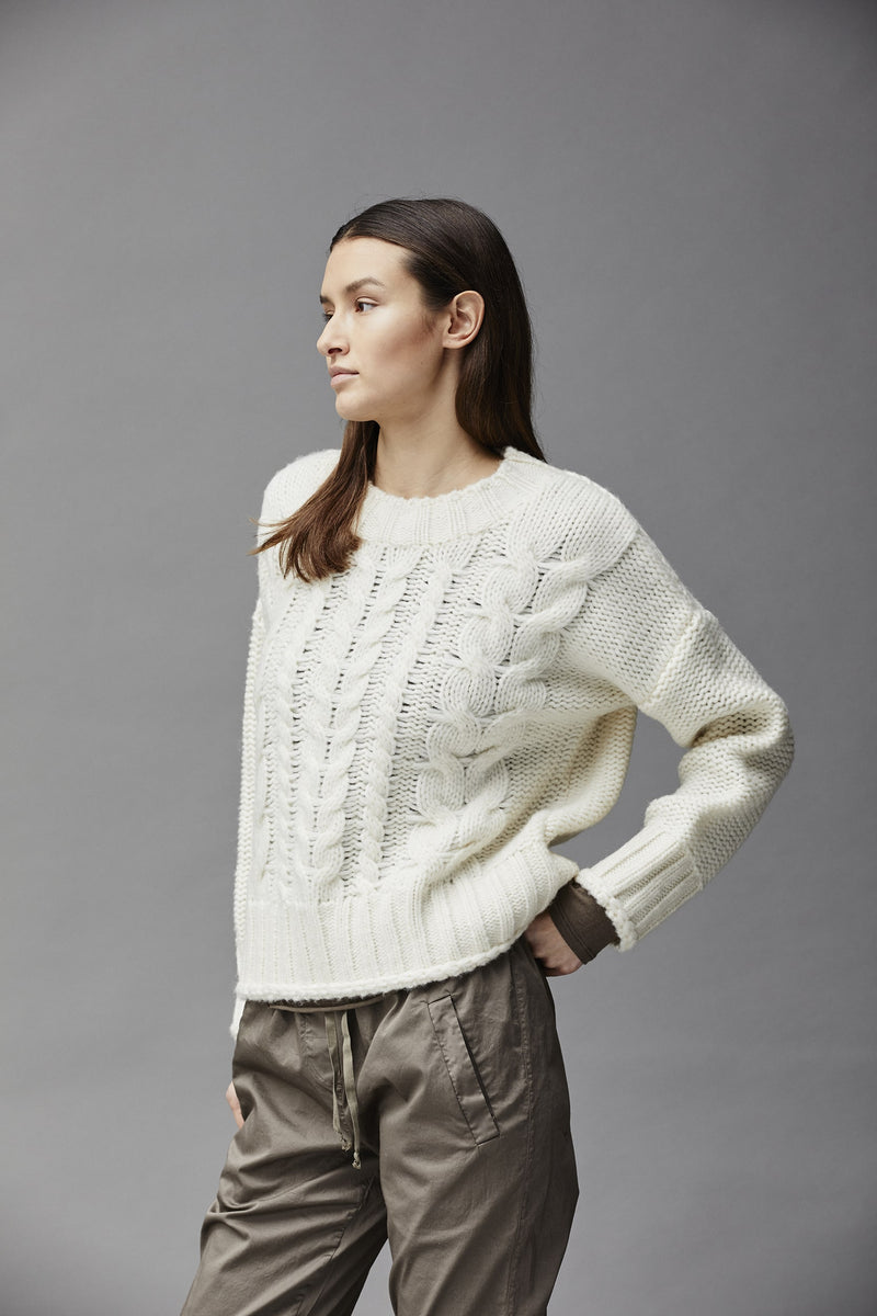 Wool Crew Neck Cable
