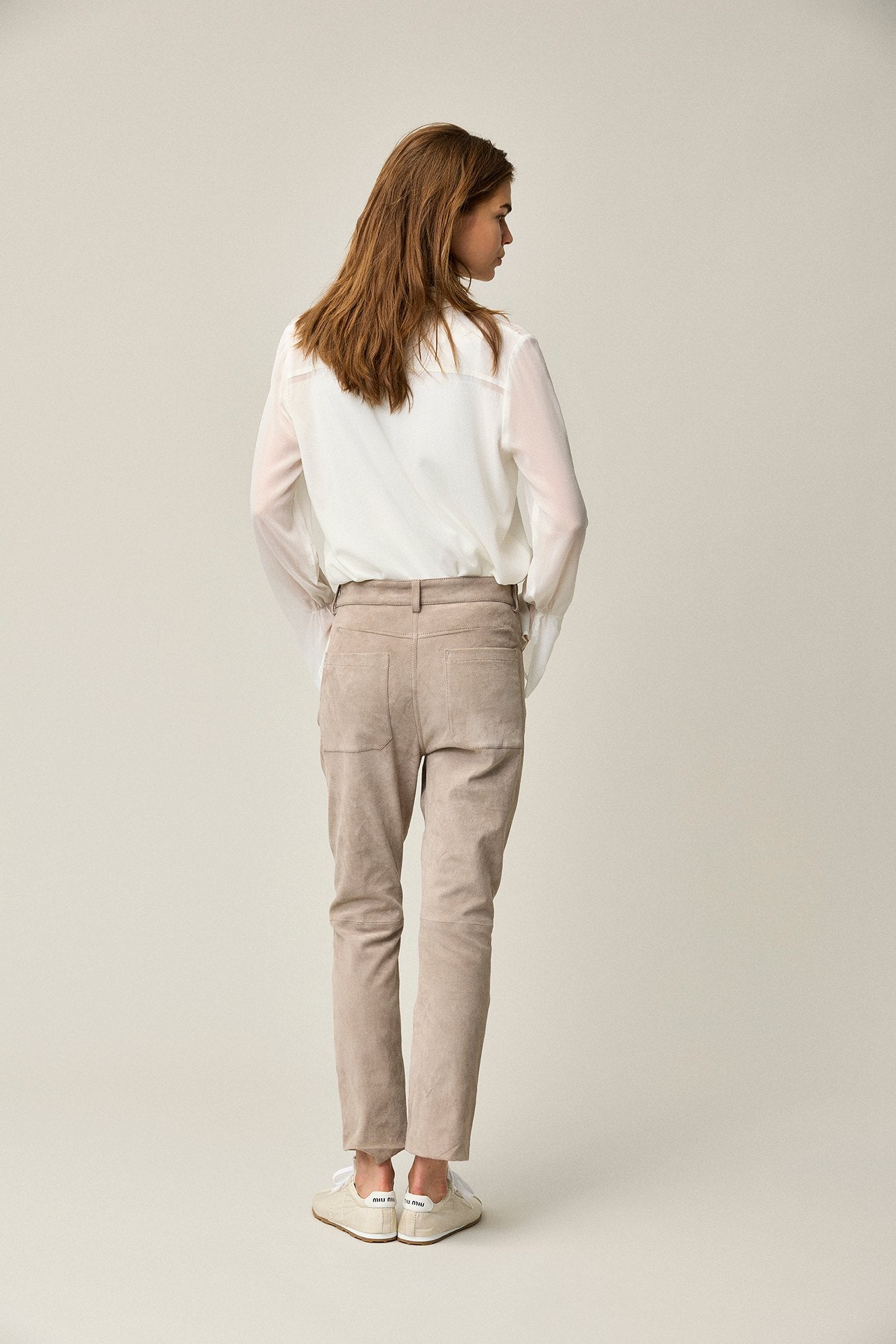 Suede Stretch Cropped Pants