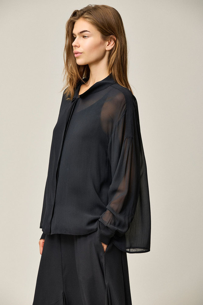 Silk Georgette Wide Shirt