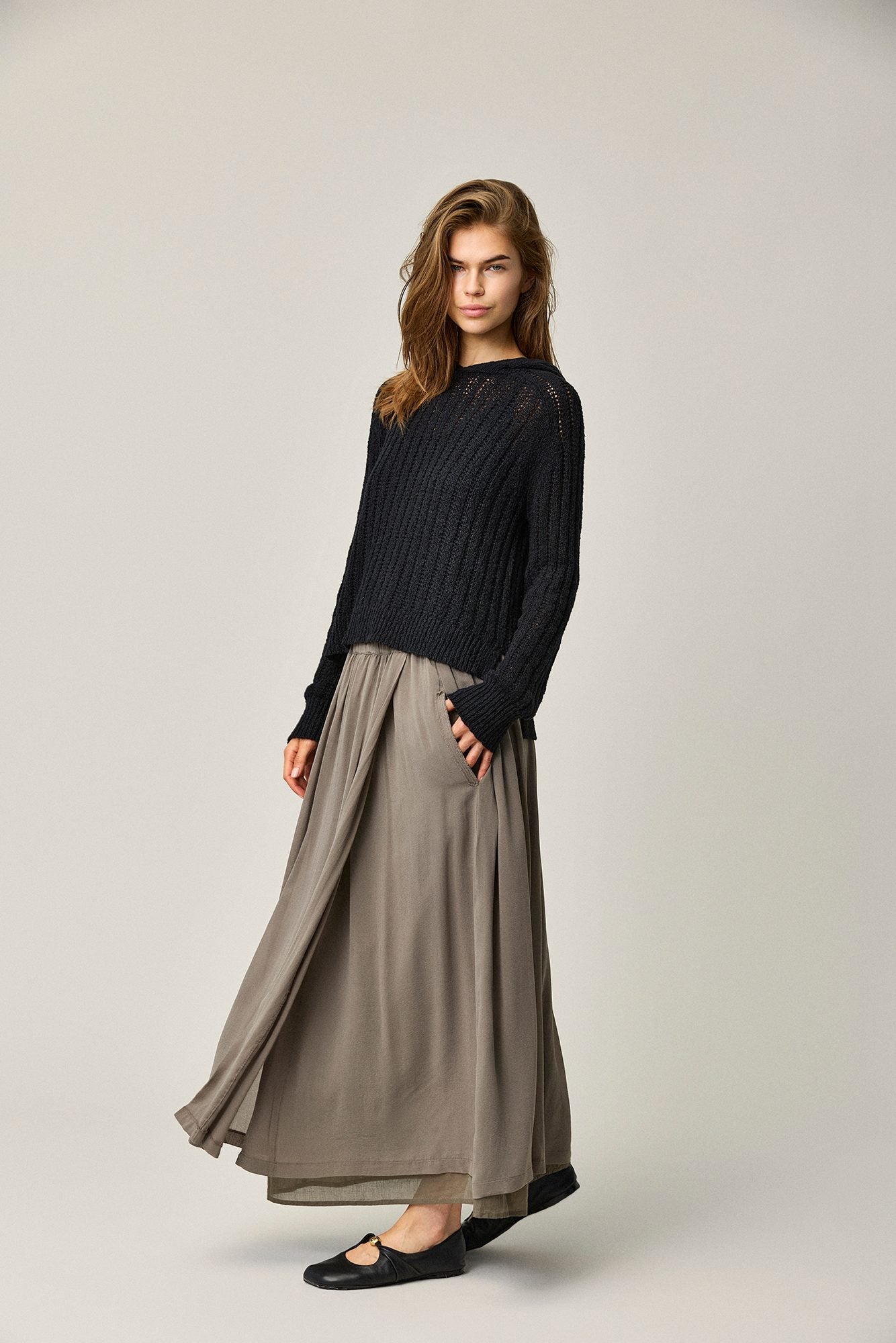Silk Georgette Panel Skirt
