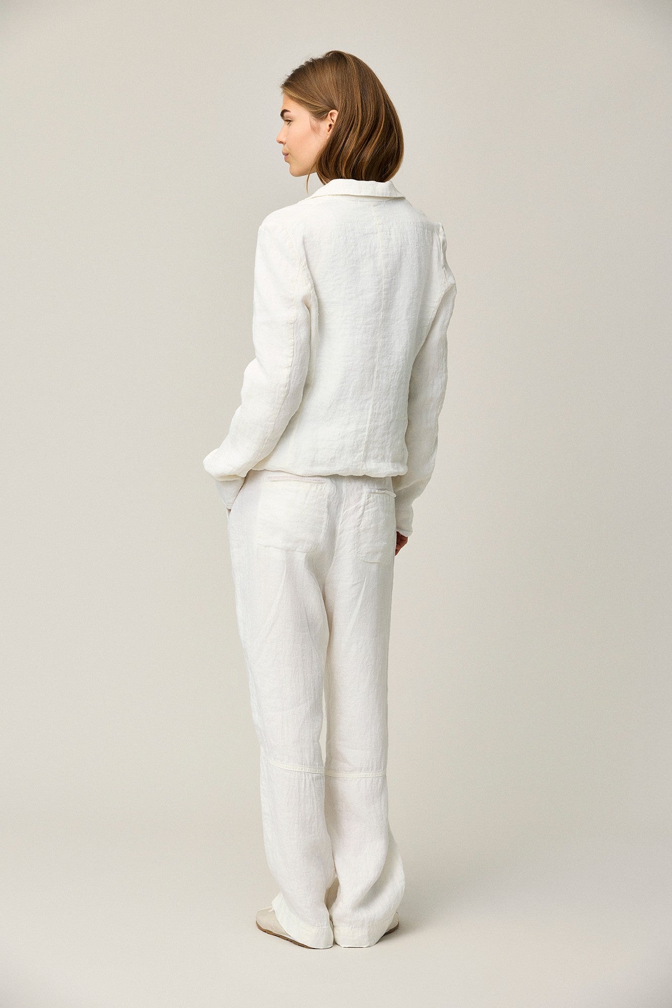Herringbone Linen Wide Pants