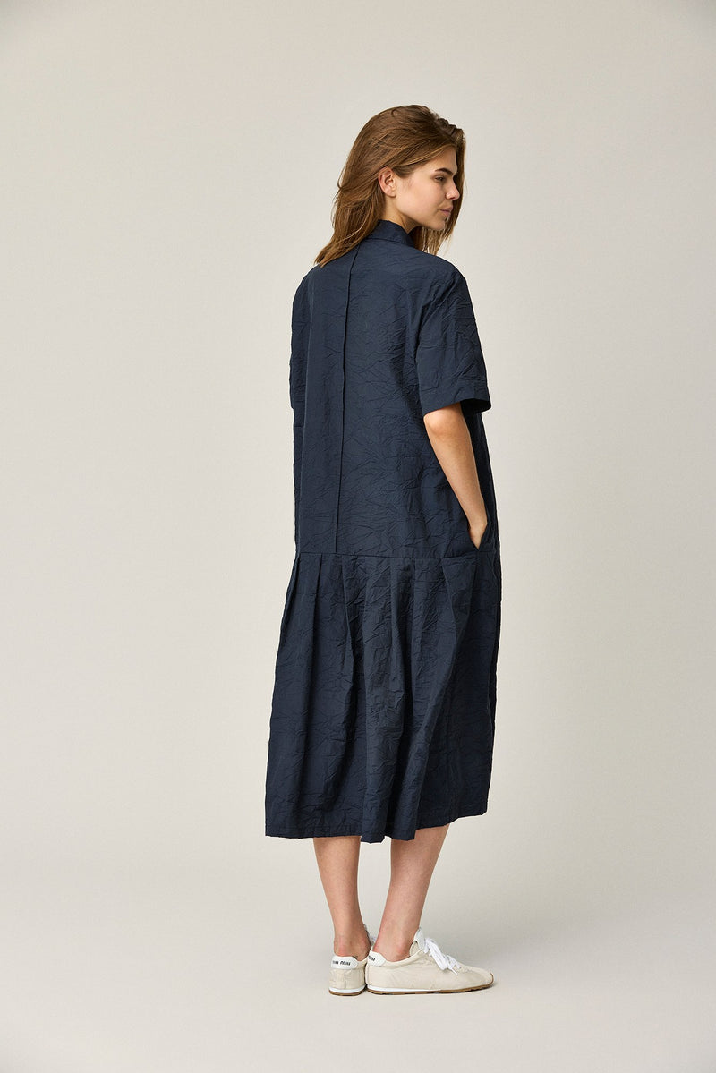 Crinkled Cotton Shirt Dress