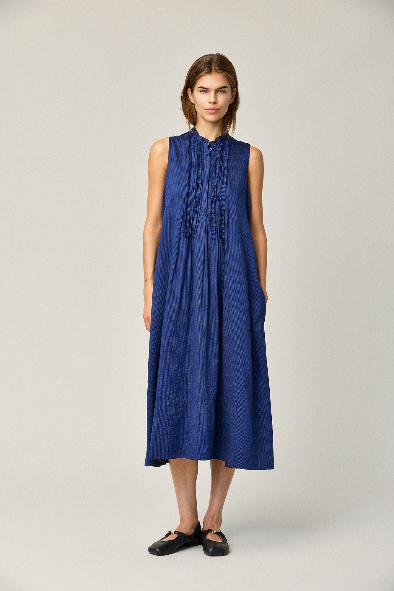 Silk Stripe Dress Sleveless