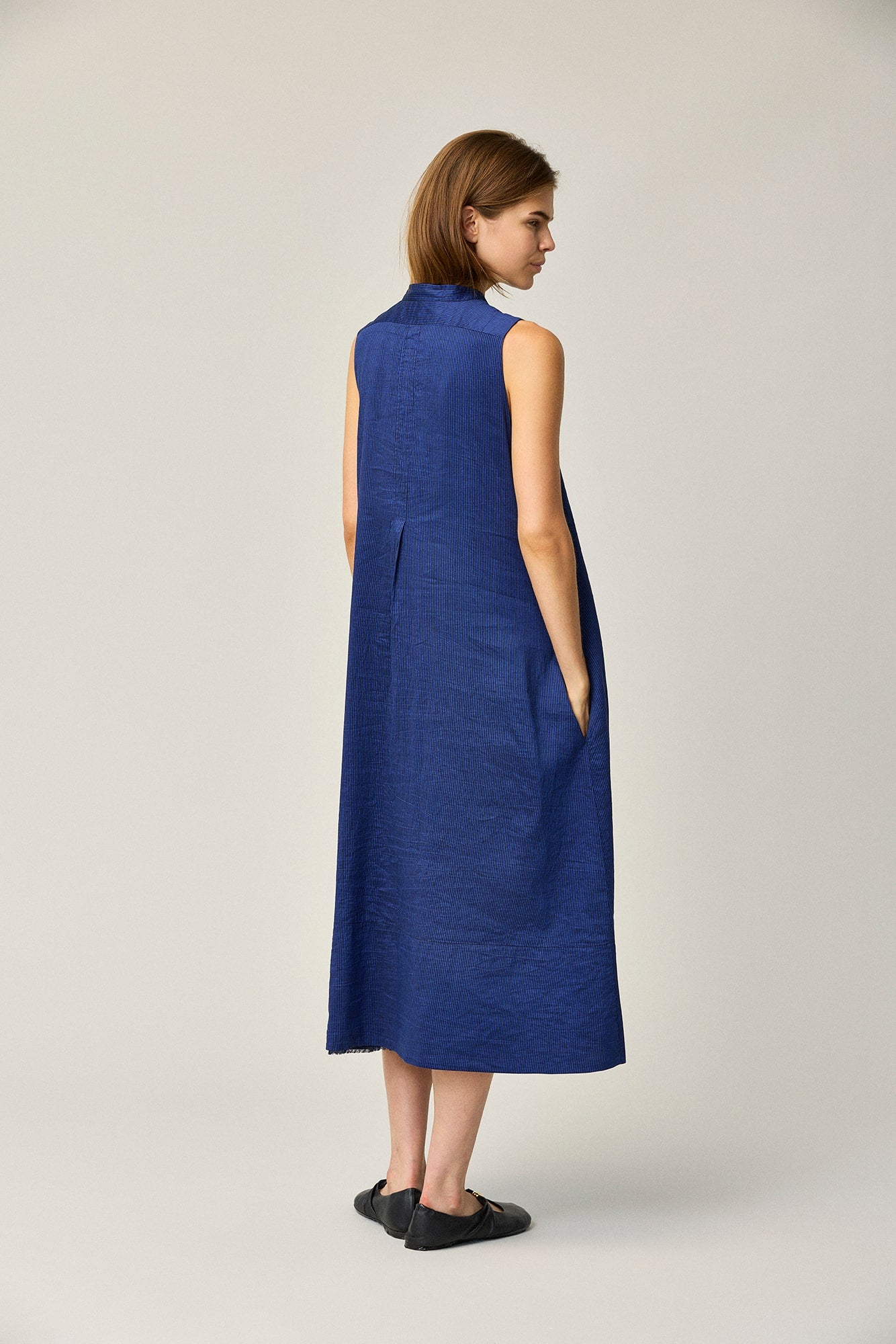 Silk Stripe Dress Sleveless