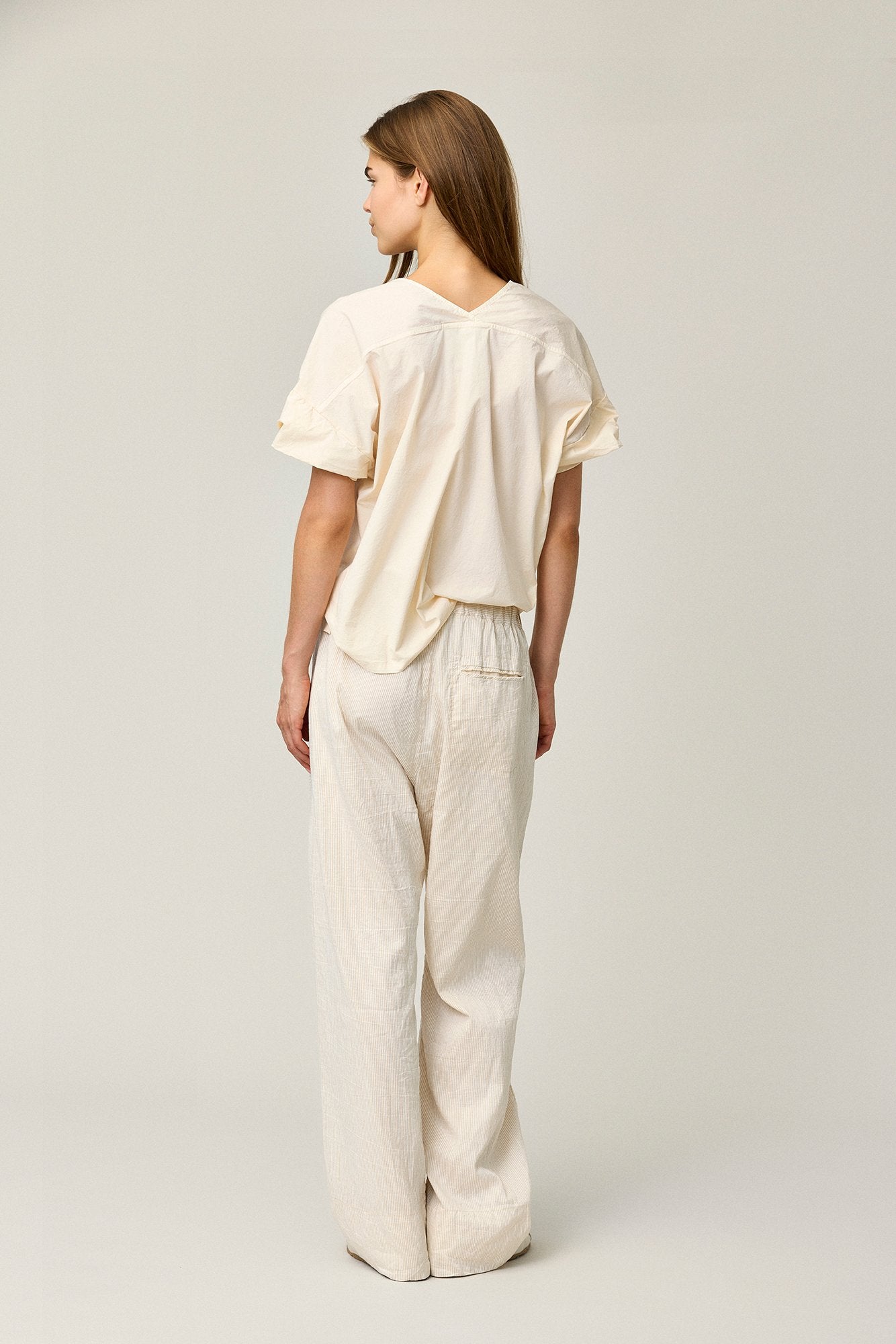 Cotton Stretch V-neck Blouse