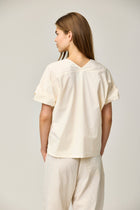 Cotton Stretch V-neck Blouse