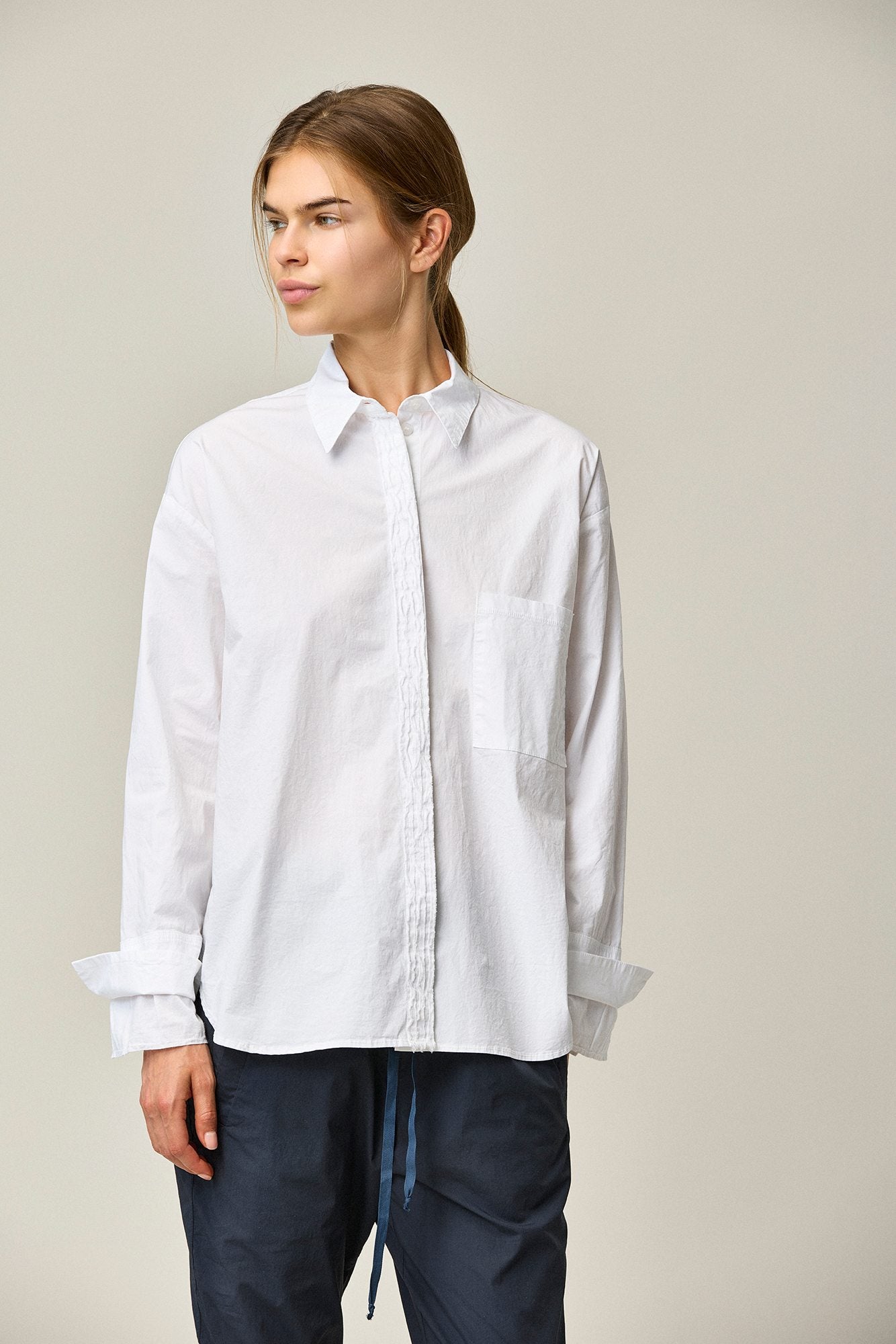 Cotton Stretch Boyfriend Shirt