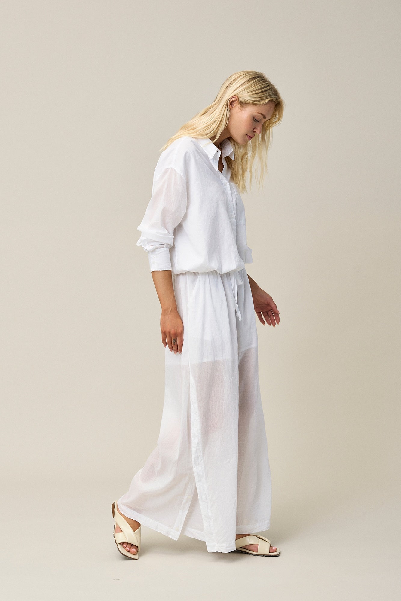 Cotton Voile Drawstring Shirt