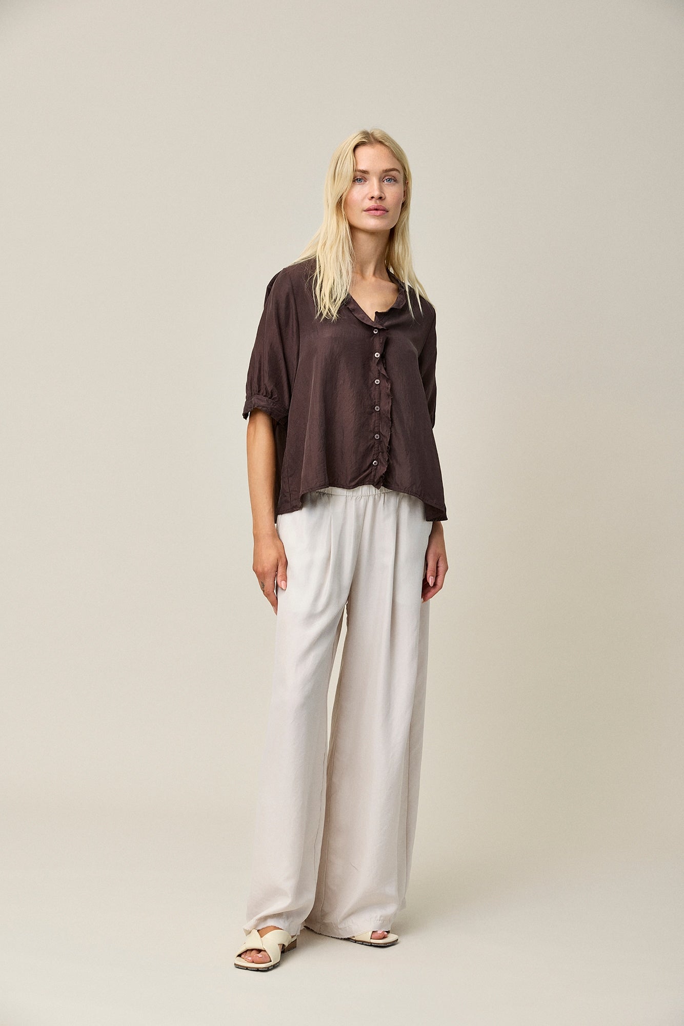 Silk Habotai Frill Blouse