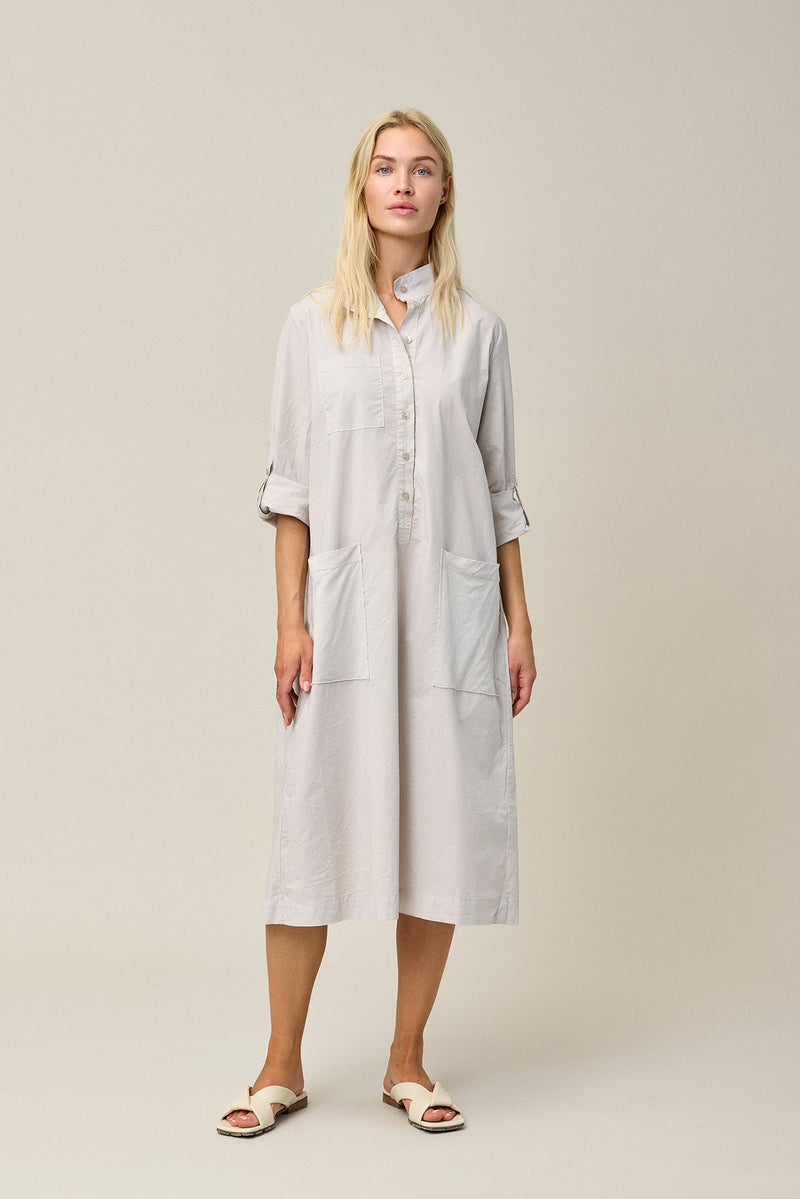 Crispy Cotton Roll up Sleeve Dress