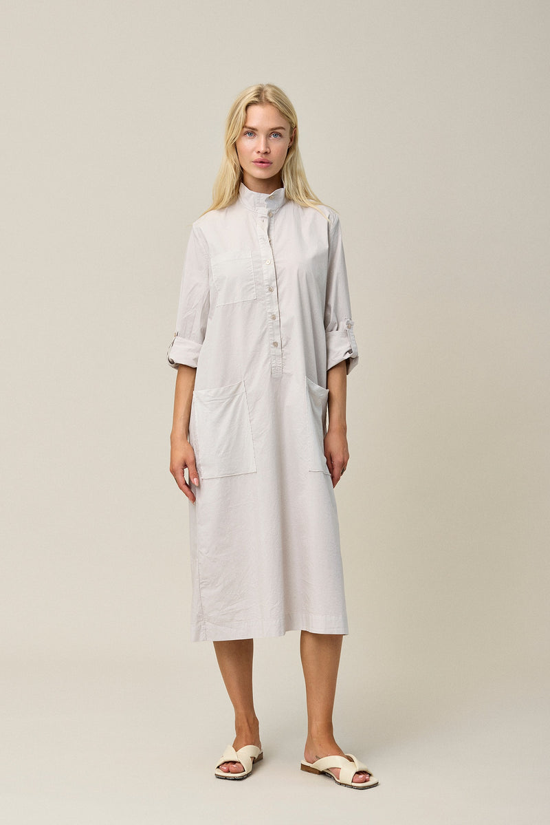 Crispy Cotton Roll up Sleeve Dress