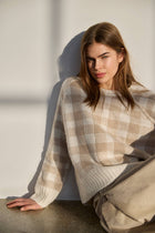 Cashmere Blend Crunky Check Sweater