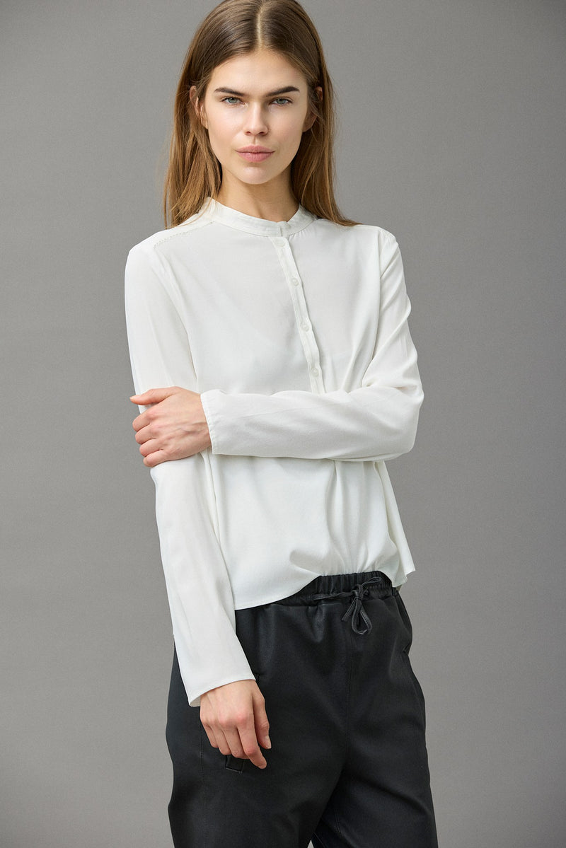 Silk Satin Placket Blouse