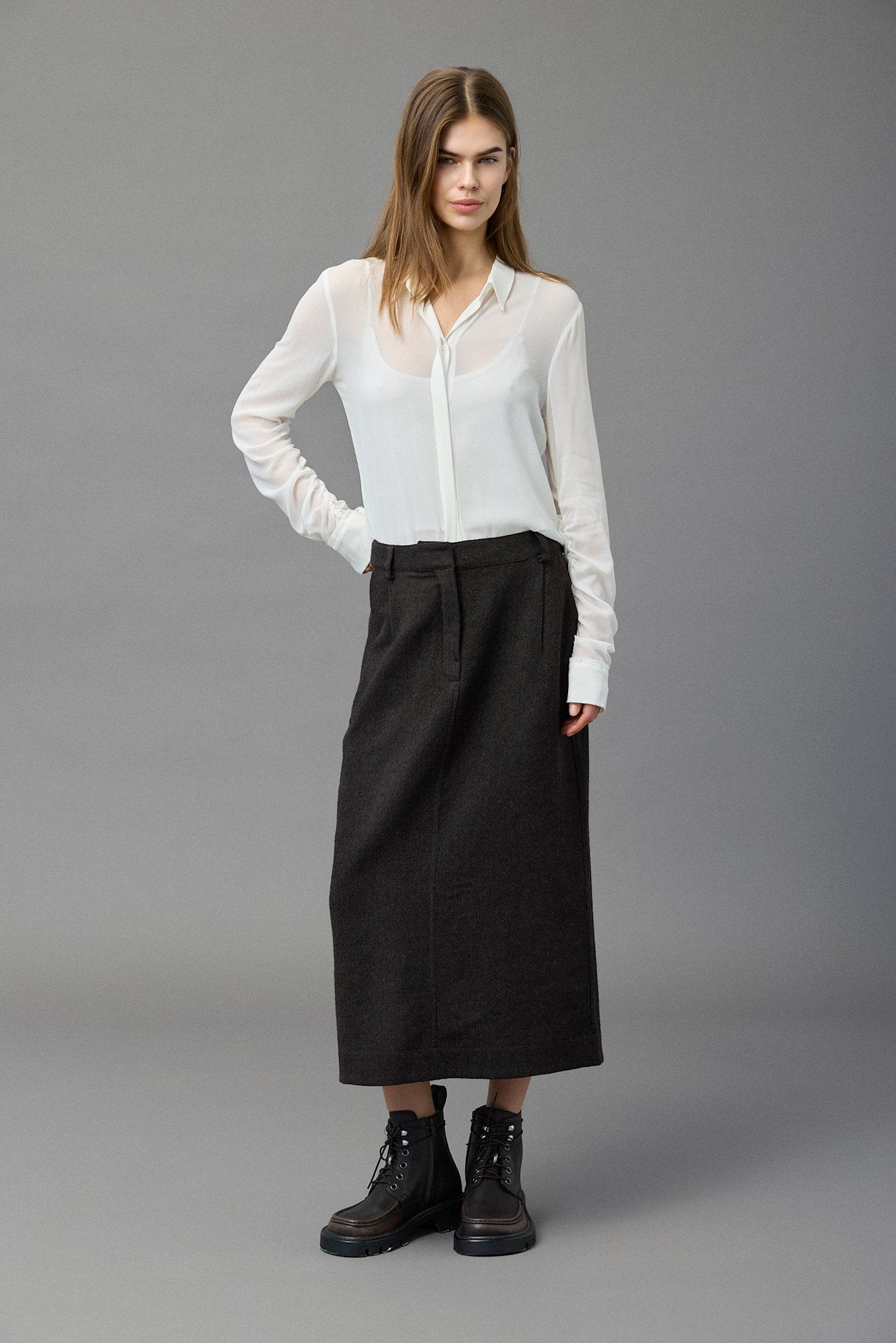 Check Wool Skirt