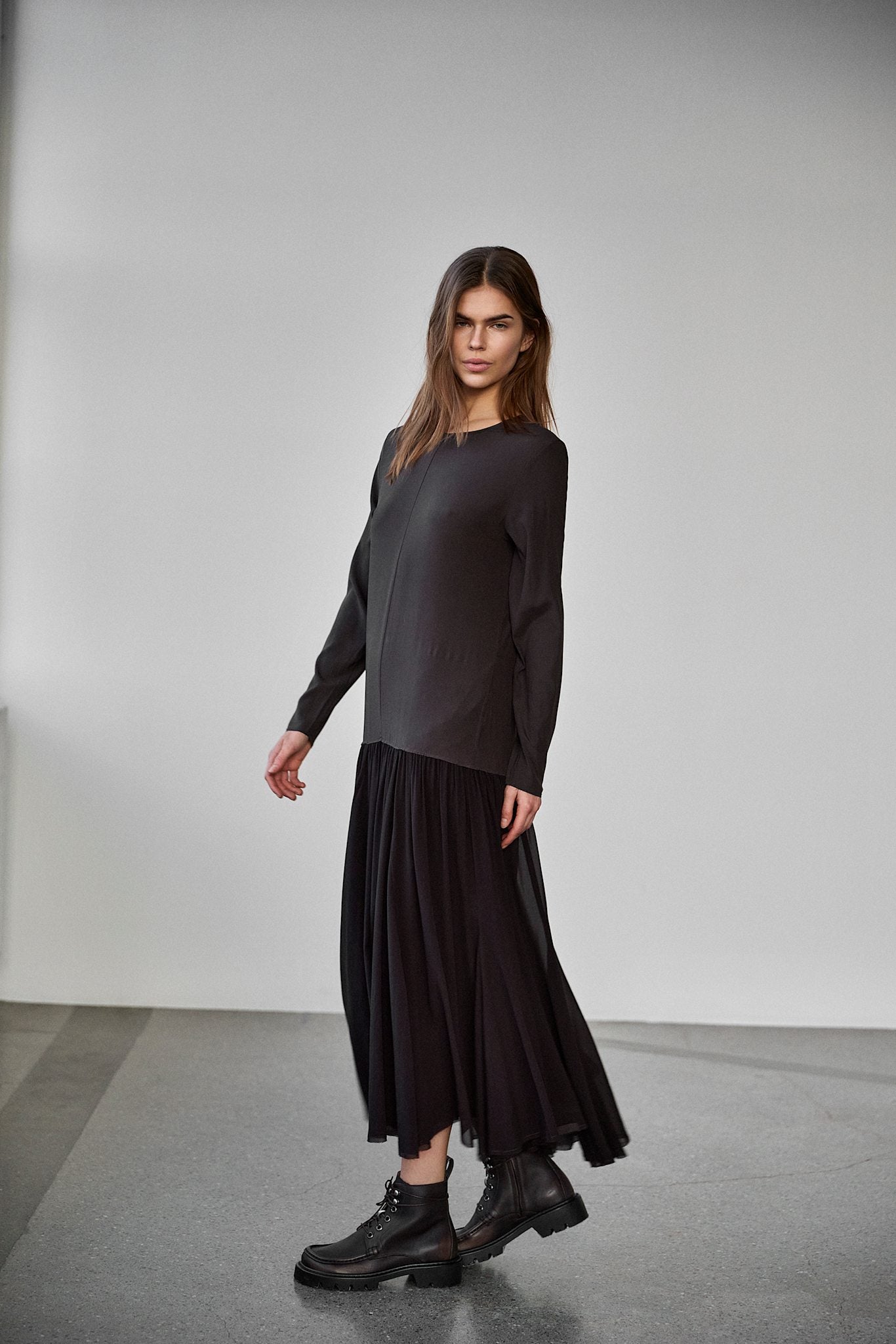 Silk Georgette Floaty L/S dress