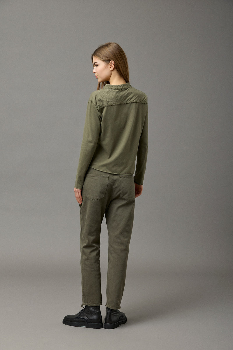 Washed Jersey Pocket Blouse