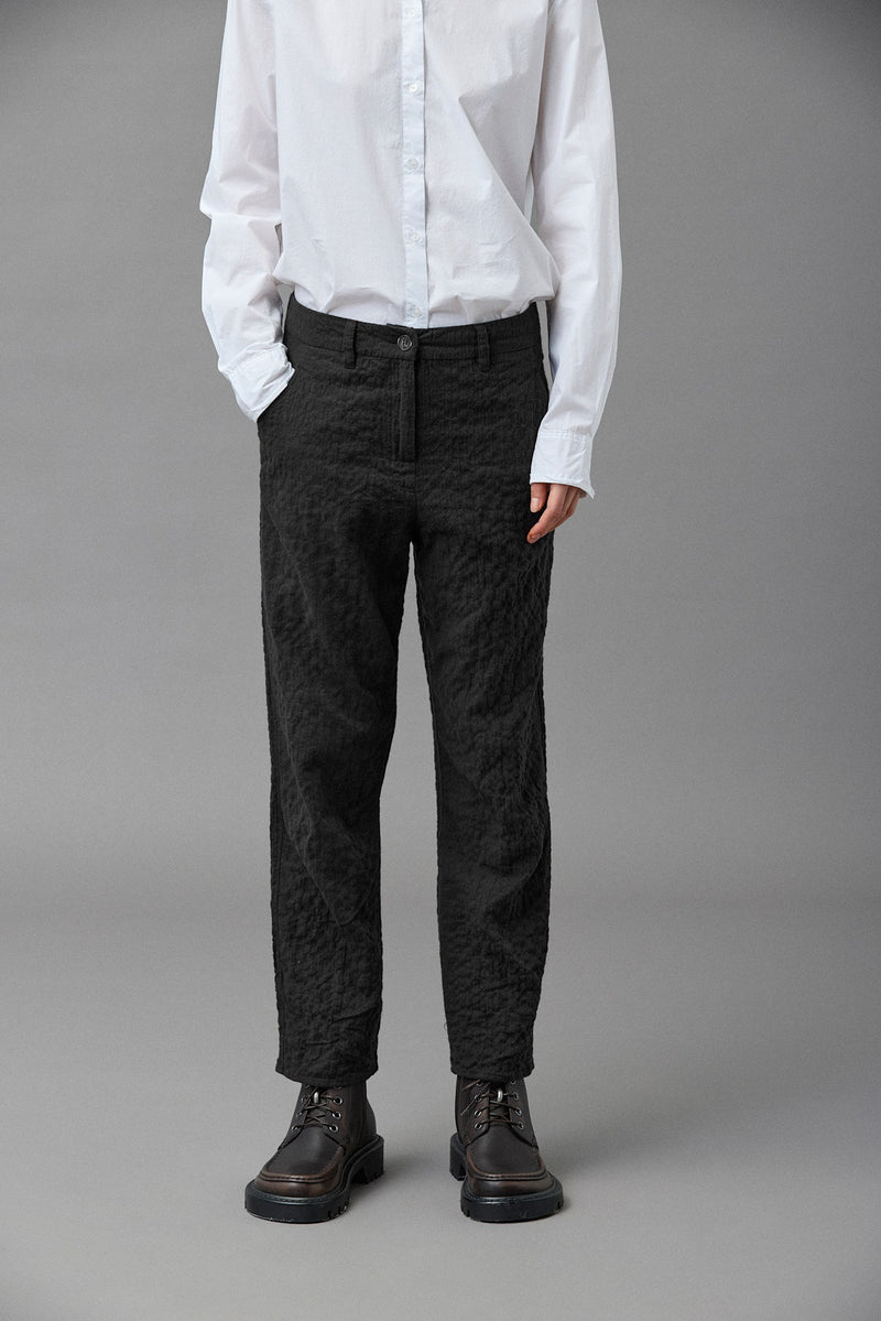 Cotton Herringbone Cropped Pants