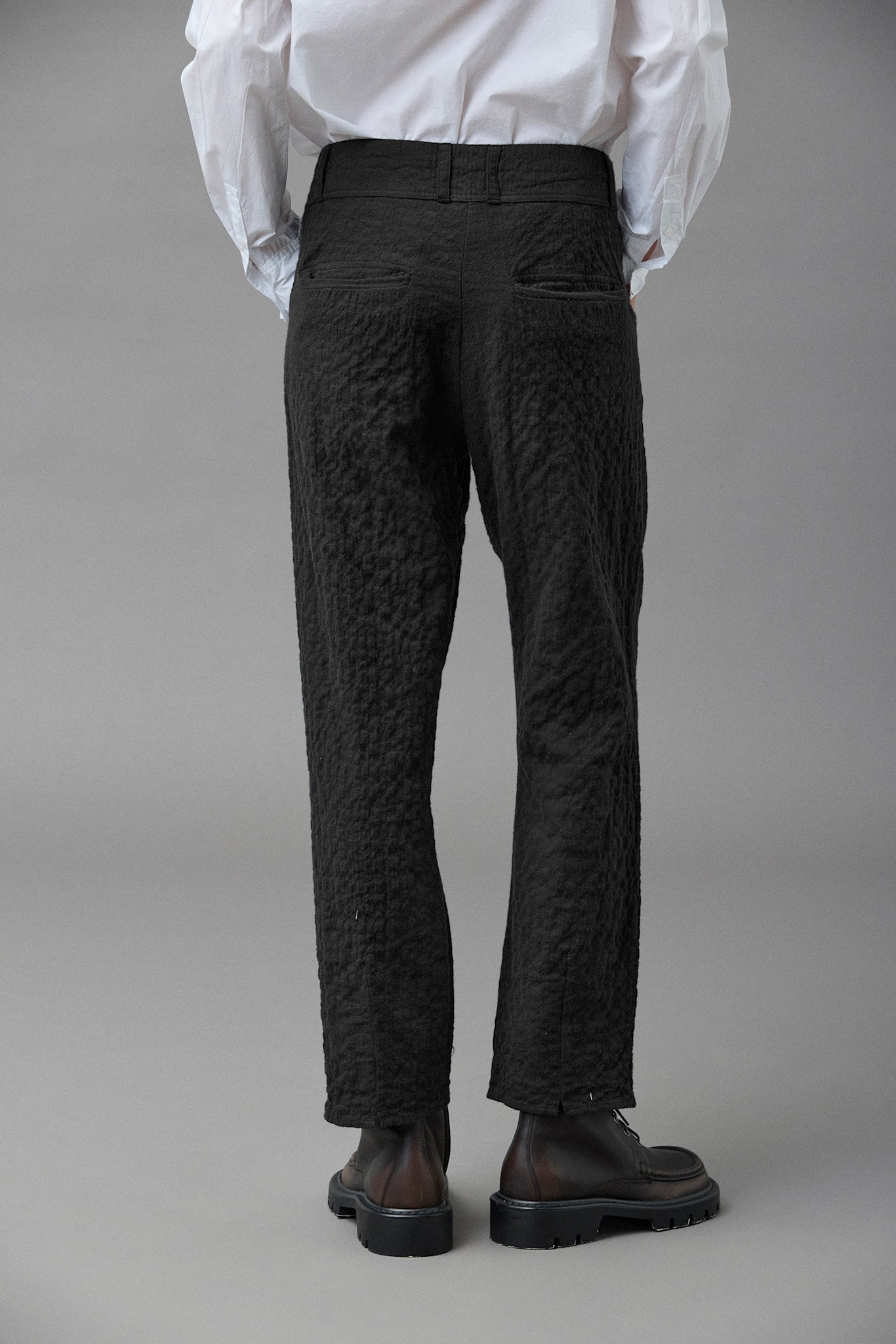 Cotton Herringbone Cropped Pants